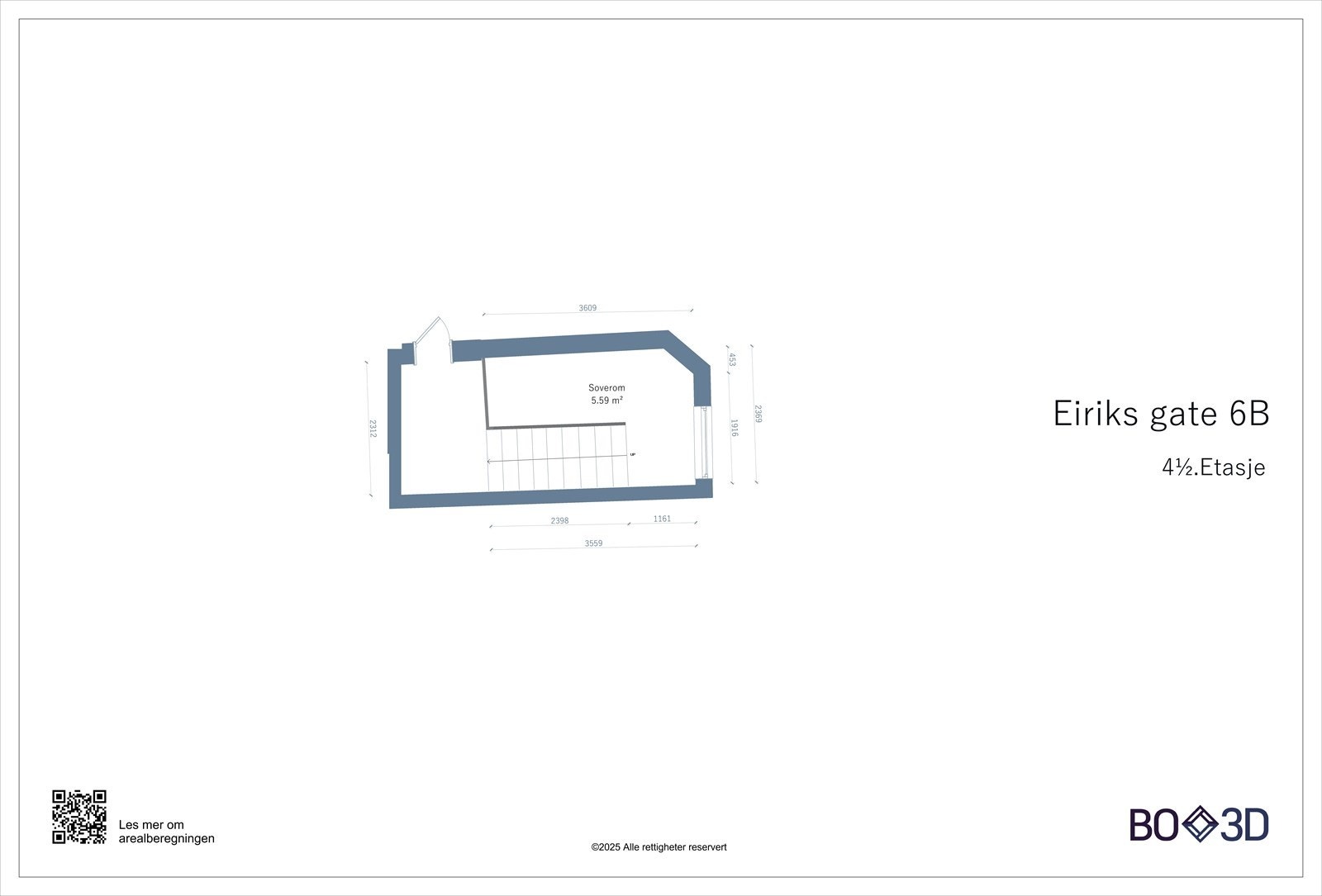 Plantegning trapperom/soverom. Galleribilde