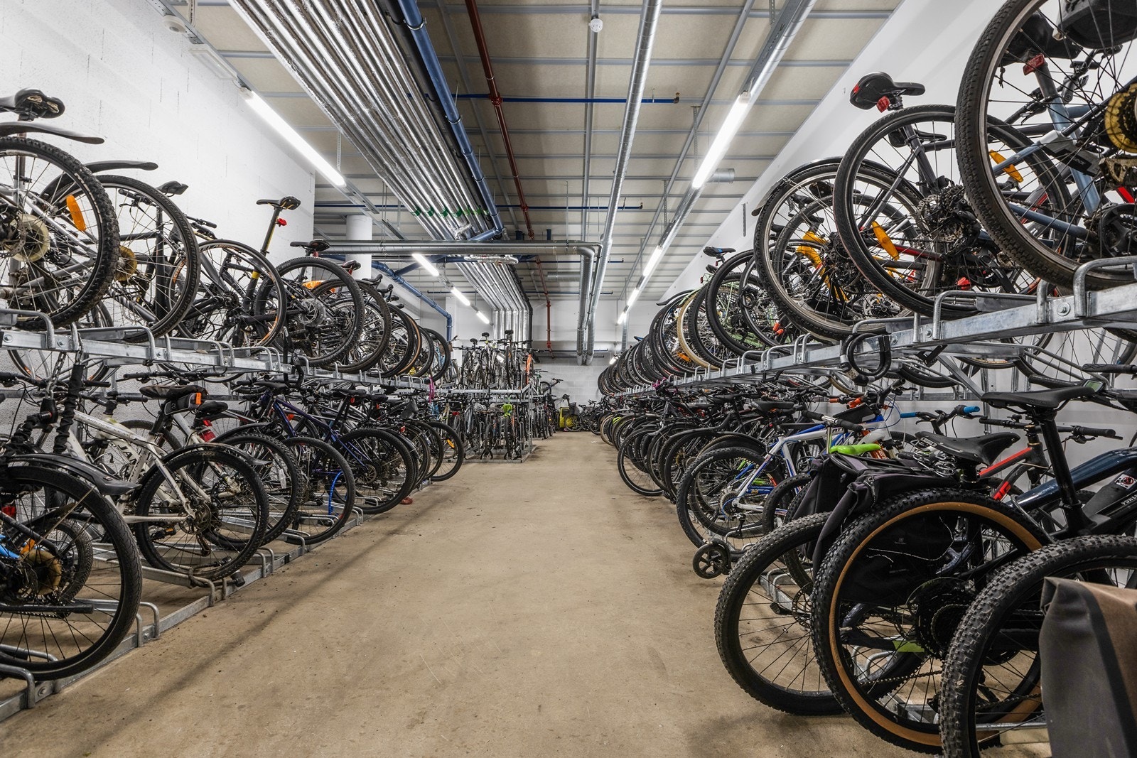 Felles sykkelparkering i sameiet. Her er det også praktisk sykkelvask/-verksted. Både smøre- og sykkelbod ligger enkelt til i kjelleren til denne oppgangen. Galleribilde