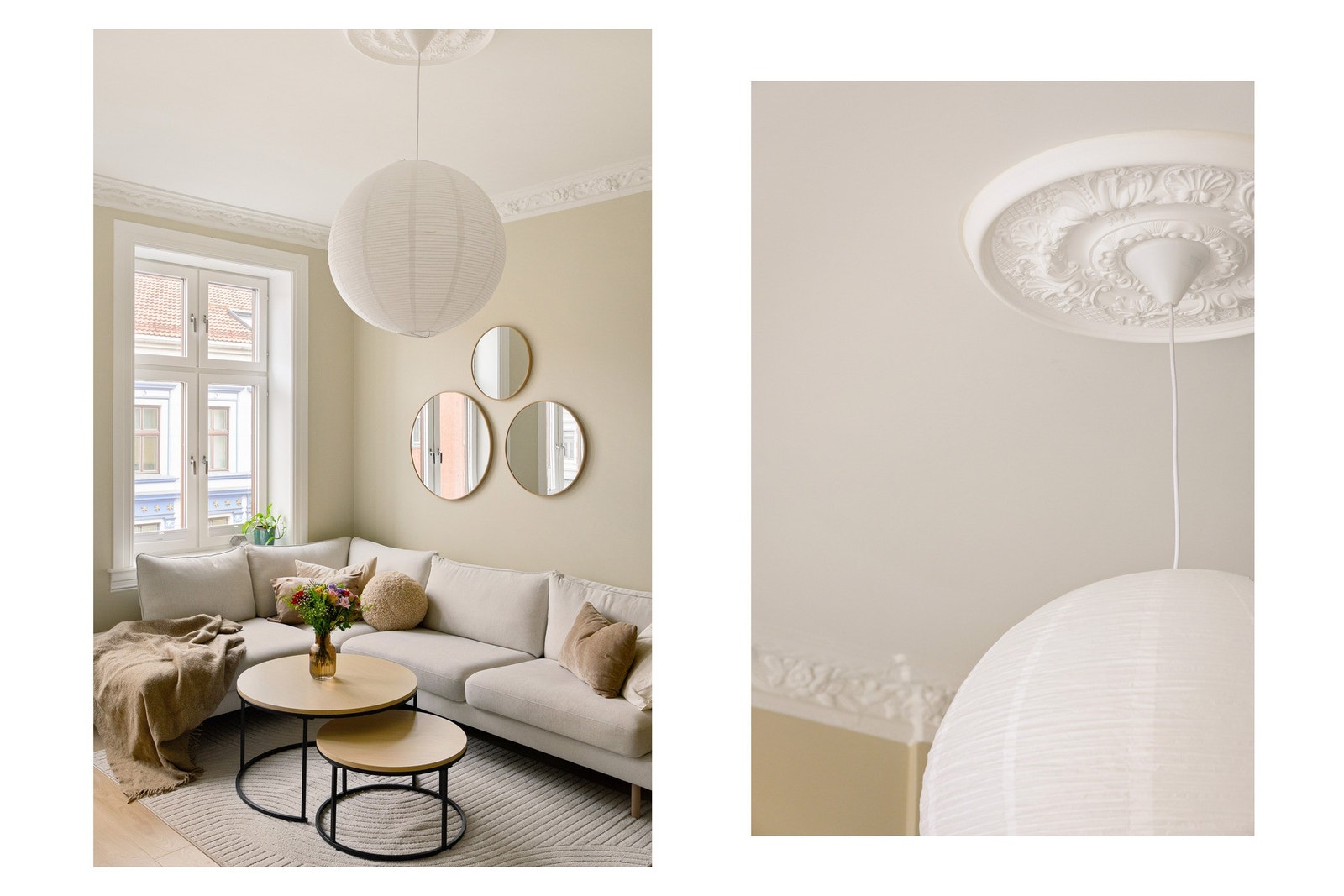 Her får du vakre, klassiske detaljer, som rosett og stukkatur. Galleribilde