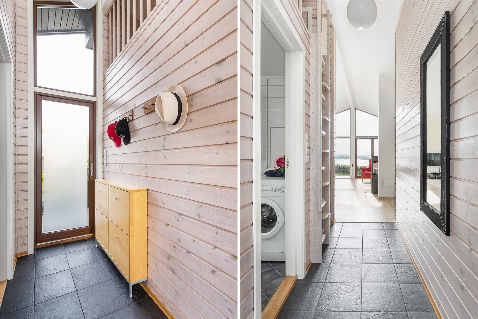 Hems over badet og hovedsoverommet har hele 18 kvm. gulvflate, men er ikke måleverdig grunnet lav takhøyde. Galleribilde