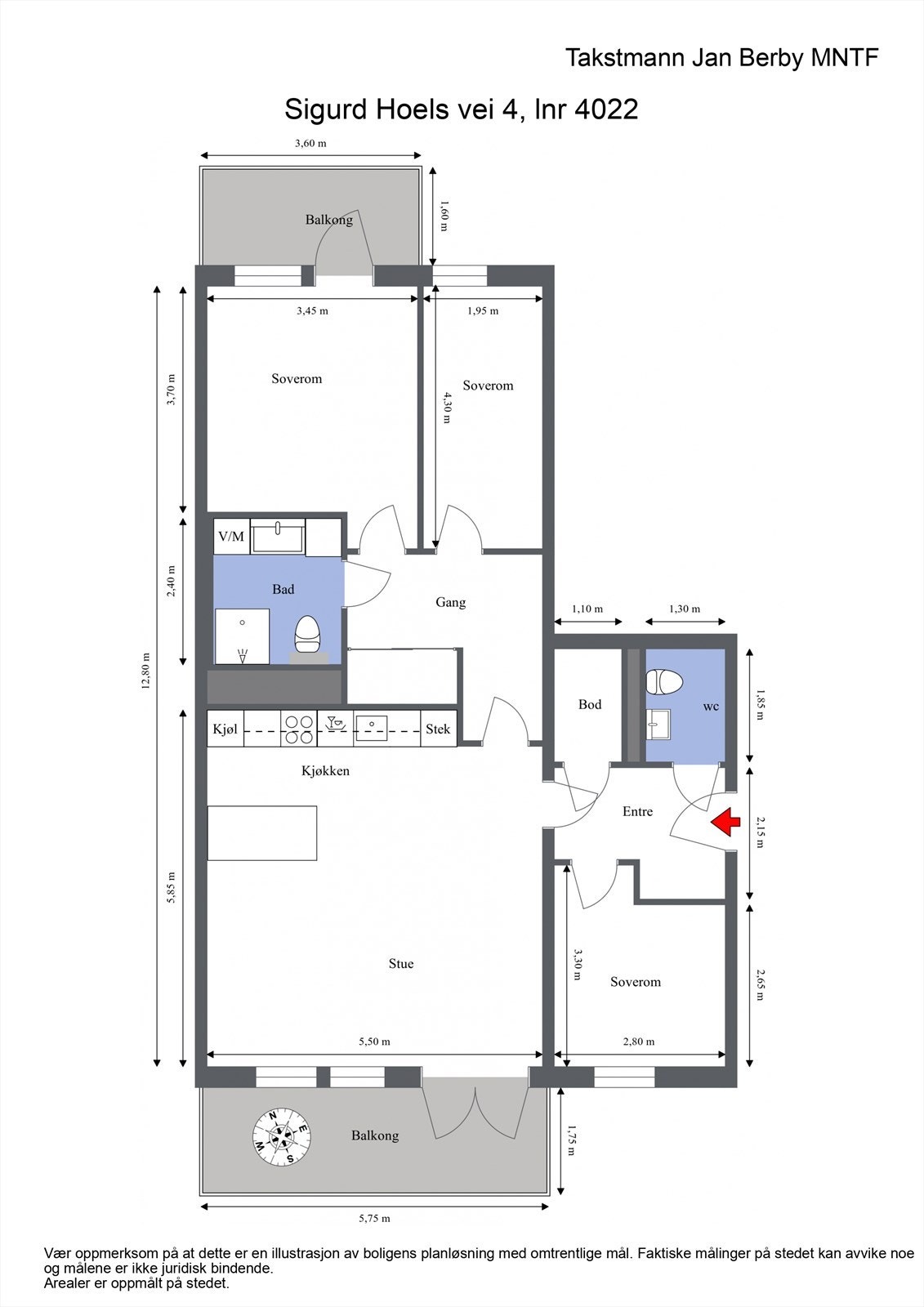 Plantegning. I tillegg medfølger garasjeplass, kjellerbod og hageparsell på taket. Galleribilde