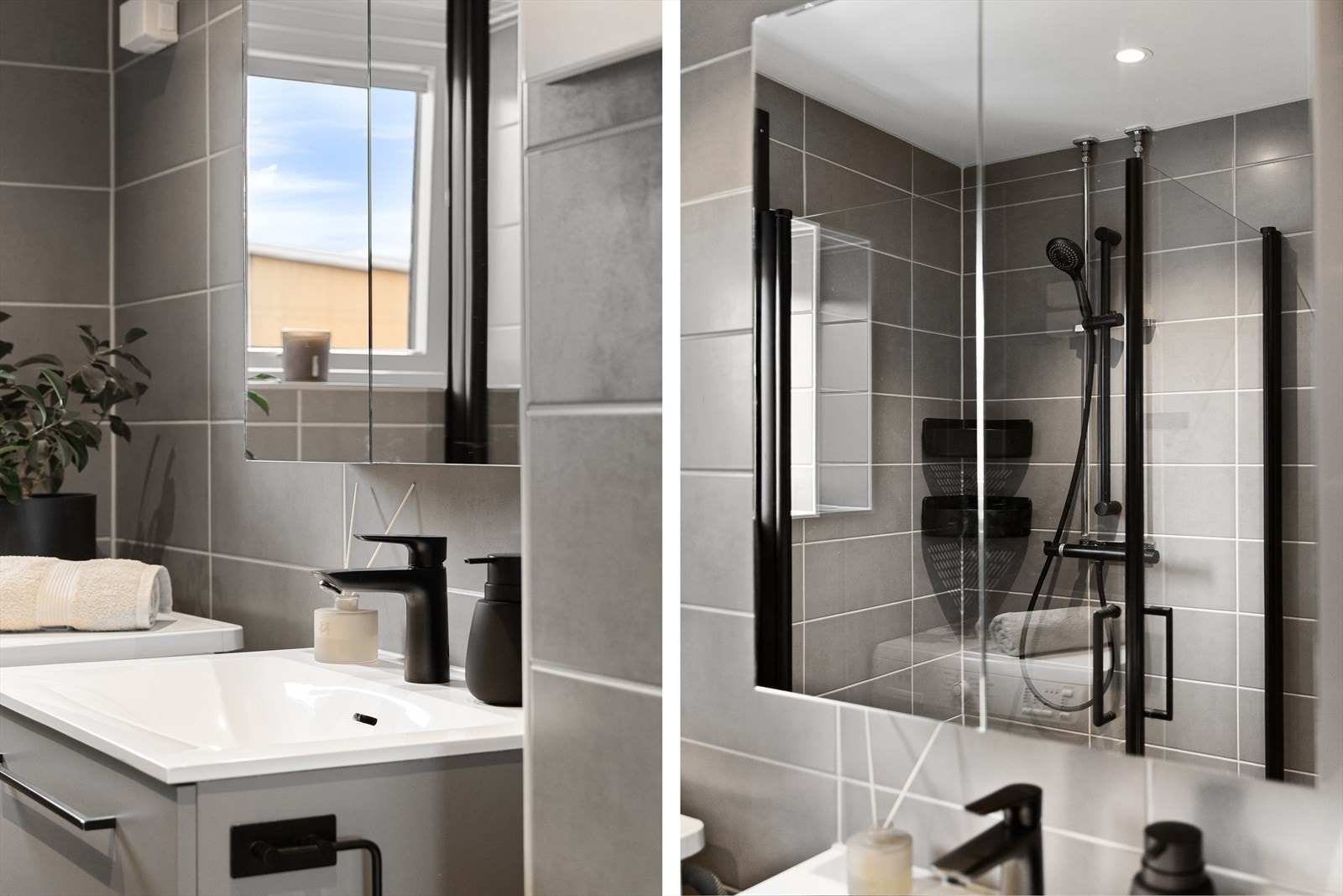 På badet er det opplegg for vaskemaskin og varme i gulv. Galleribilde