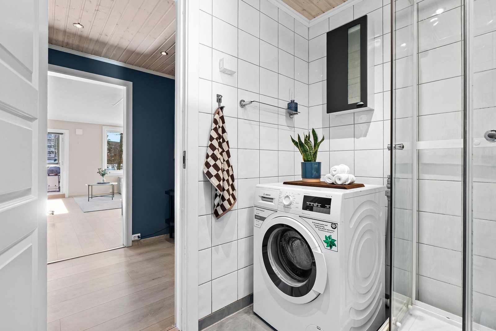 Det er opplegg for vaskemaskin. Galleribilde