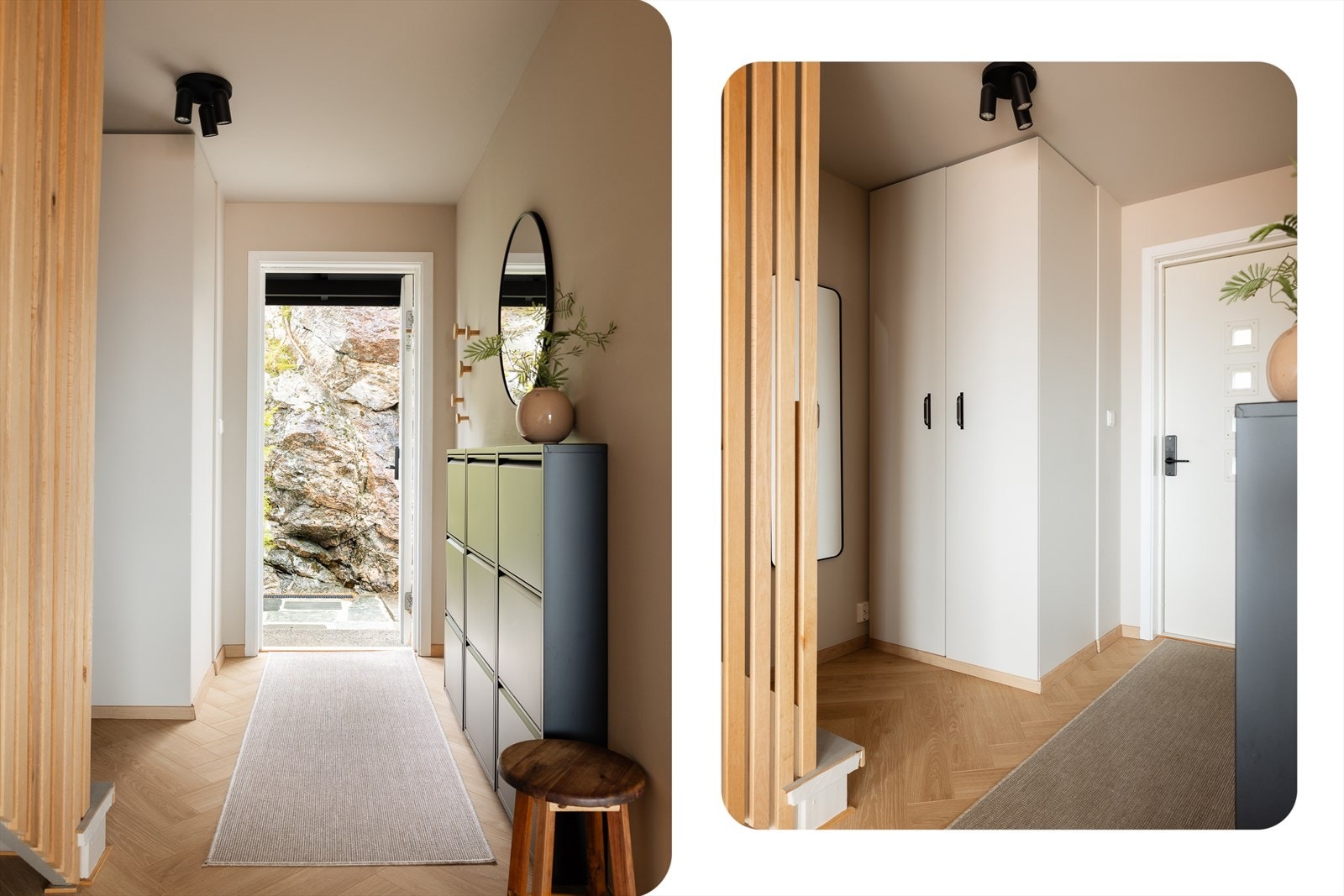 Romslig gang med garderobeinnredning Galleribilde