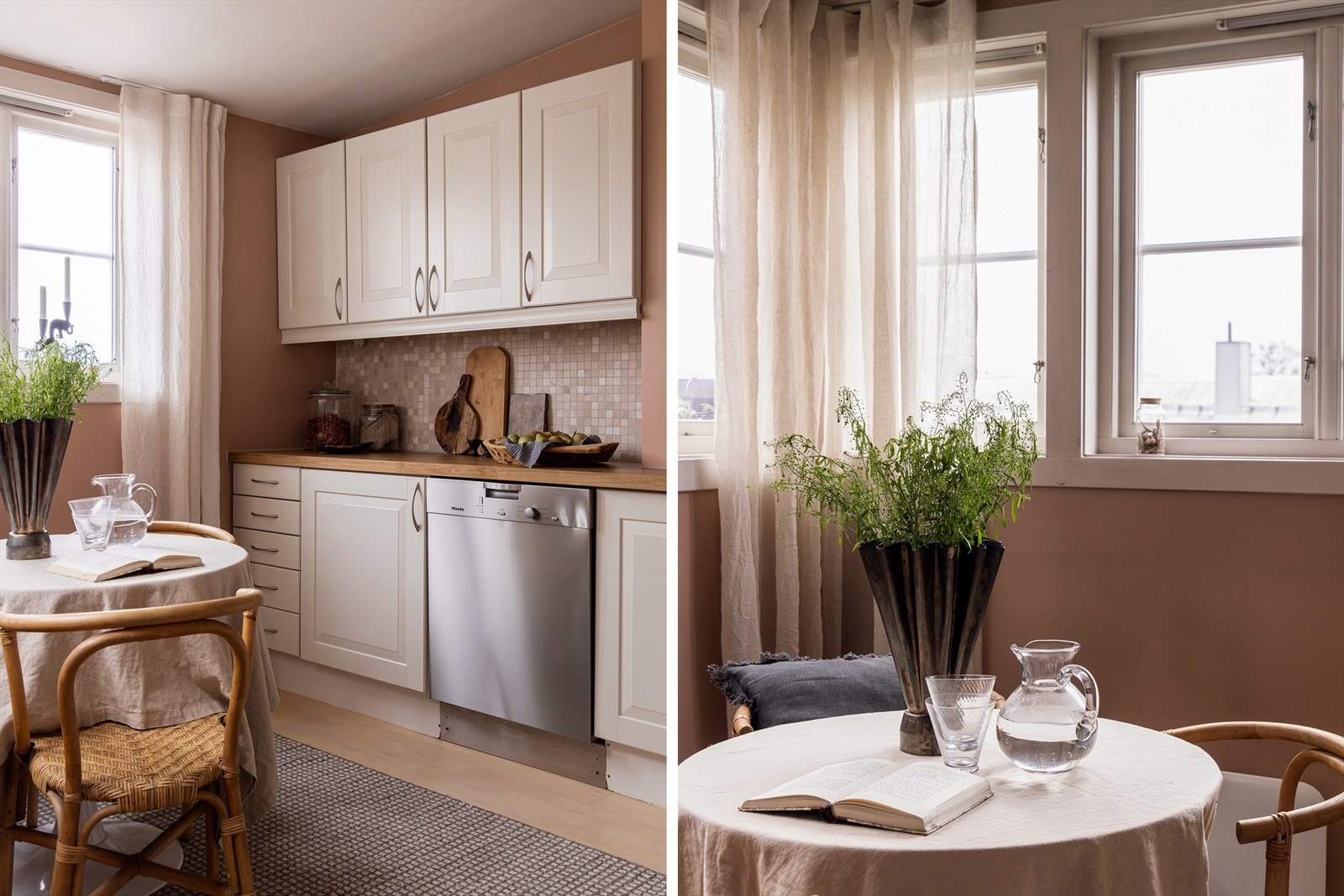 Benkeplaten med integrert oppvaskkum og ettgreps blandebatteri, ble skiftet i 2022. Galleribilde