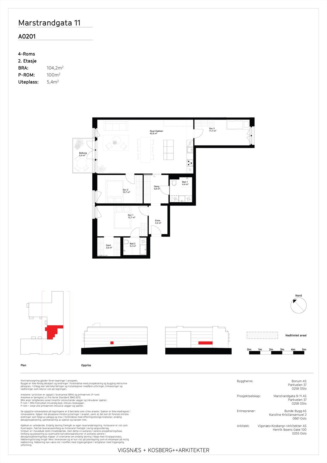 Kontraktstegning | Døren til sov 3 er i ettertid flyttet sånn at kjøkkenet har blitt forlenget. Se neste bilde. Galleribilde