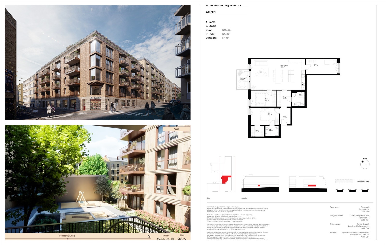 Salg av kontraktsposisjon | Romslig 4-roms med nordvestvendt balkong. Påkostet standard. Stor stue på 42 m². 2 bad. Lav dok.avg. Est. ferdig Q4 2026 Galleribilde