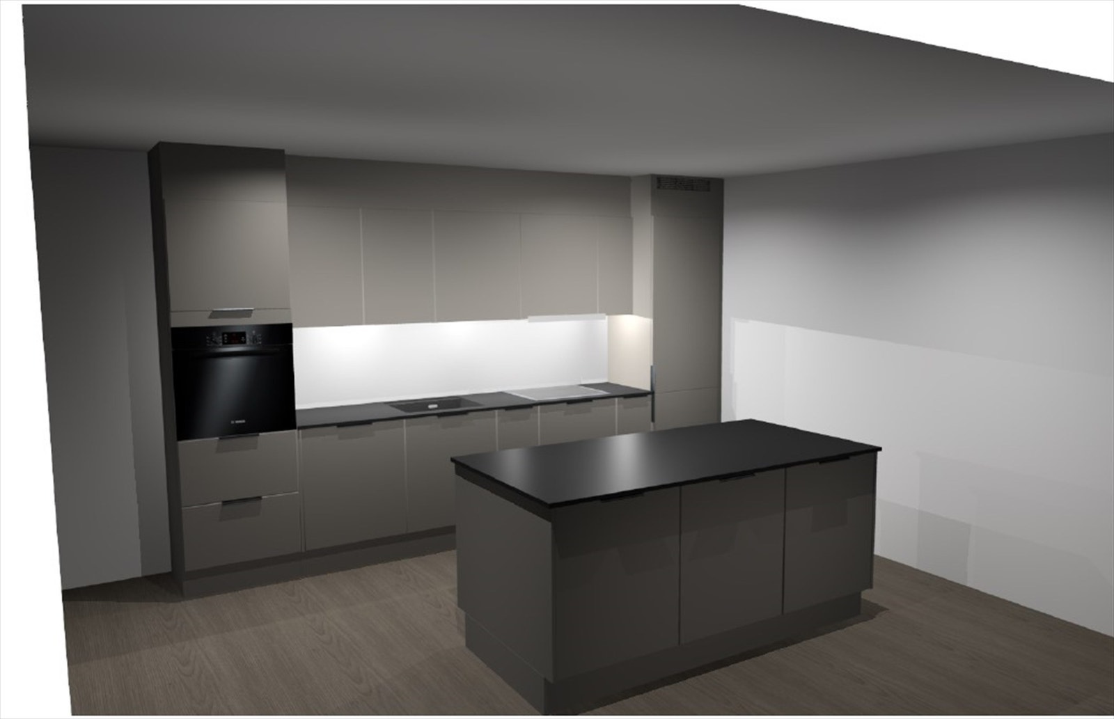 Illustrasjon av oppgradert kjøkken fra HTH i modell 28 Stockholm. Avvik kan forekomme. Galleribilde