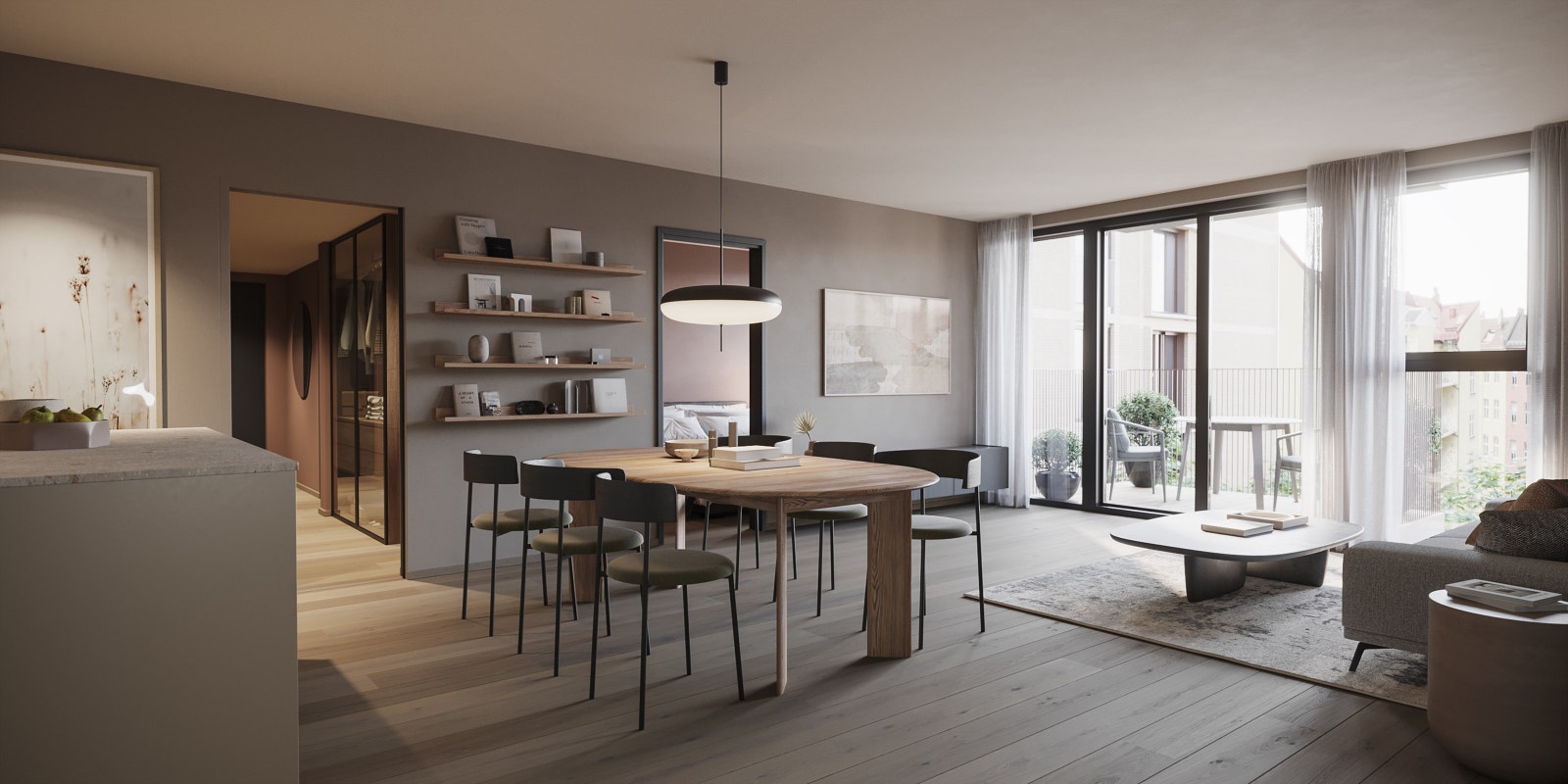 Generell illustrasjon | Leilighetene får et moderne interiør med helhetlig design og industrielt preg. Illustrasjonsbilde fra annen leilighet (A0501). Galleribilde