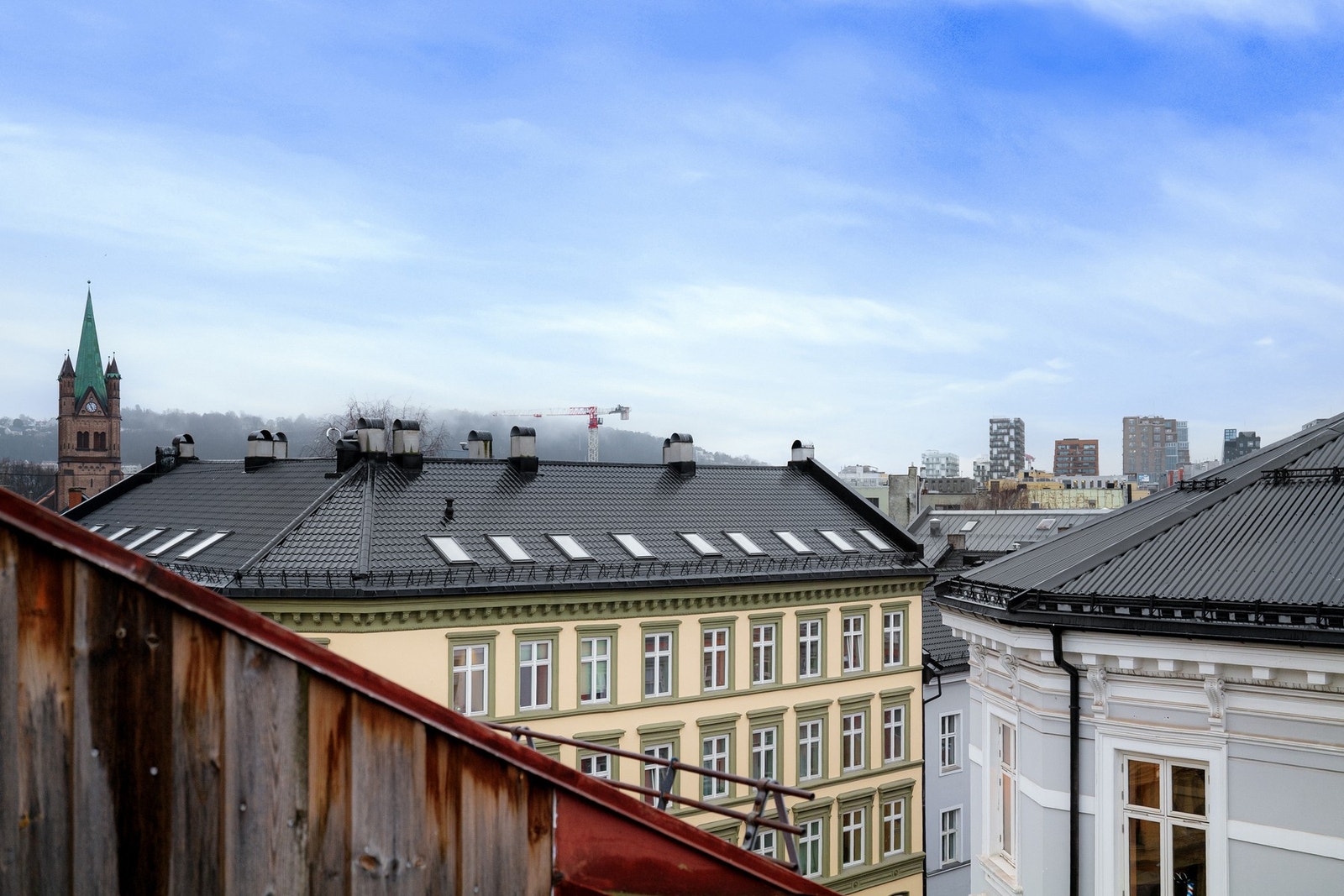 Utsikt fra felles takterrasse. Galleribilde
