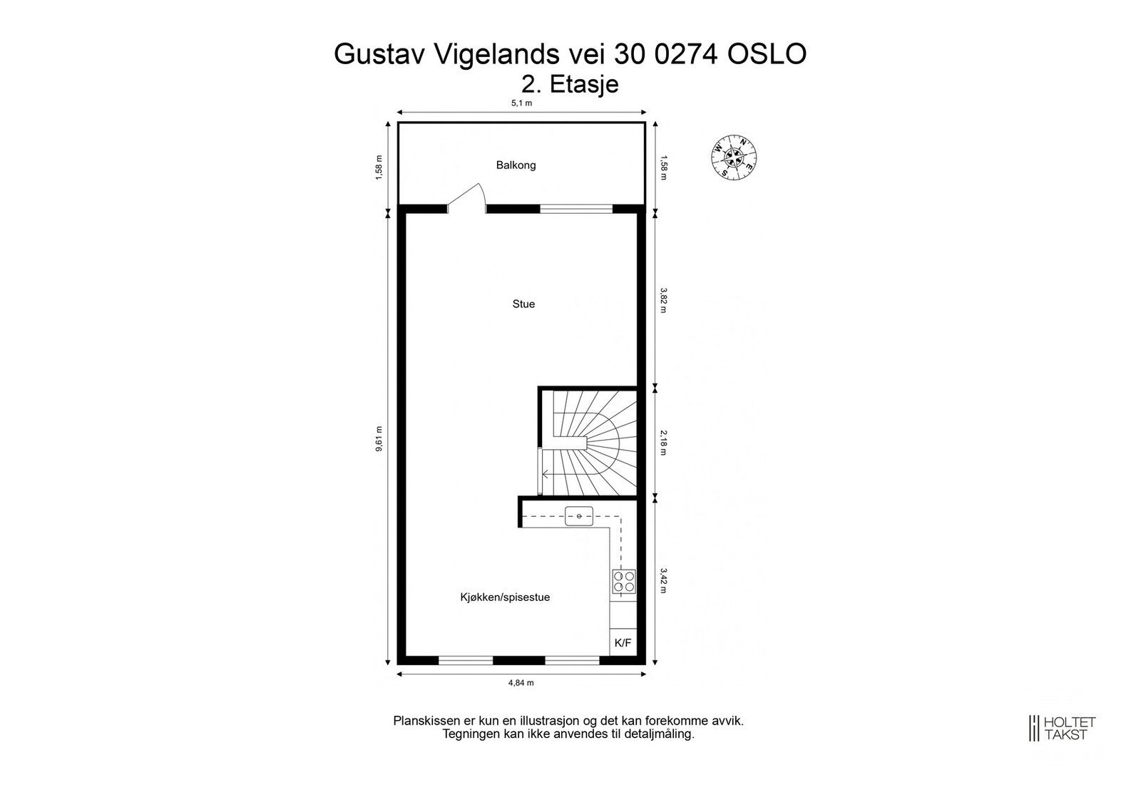 Luftig planløsning i boligens 2. etasje Galleribilde