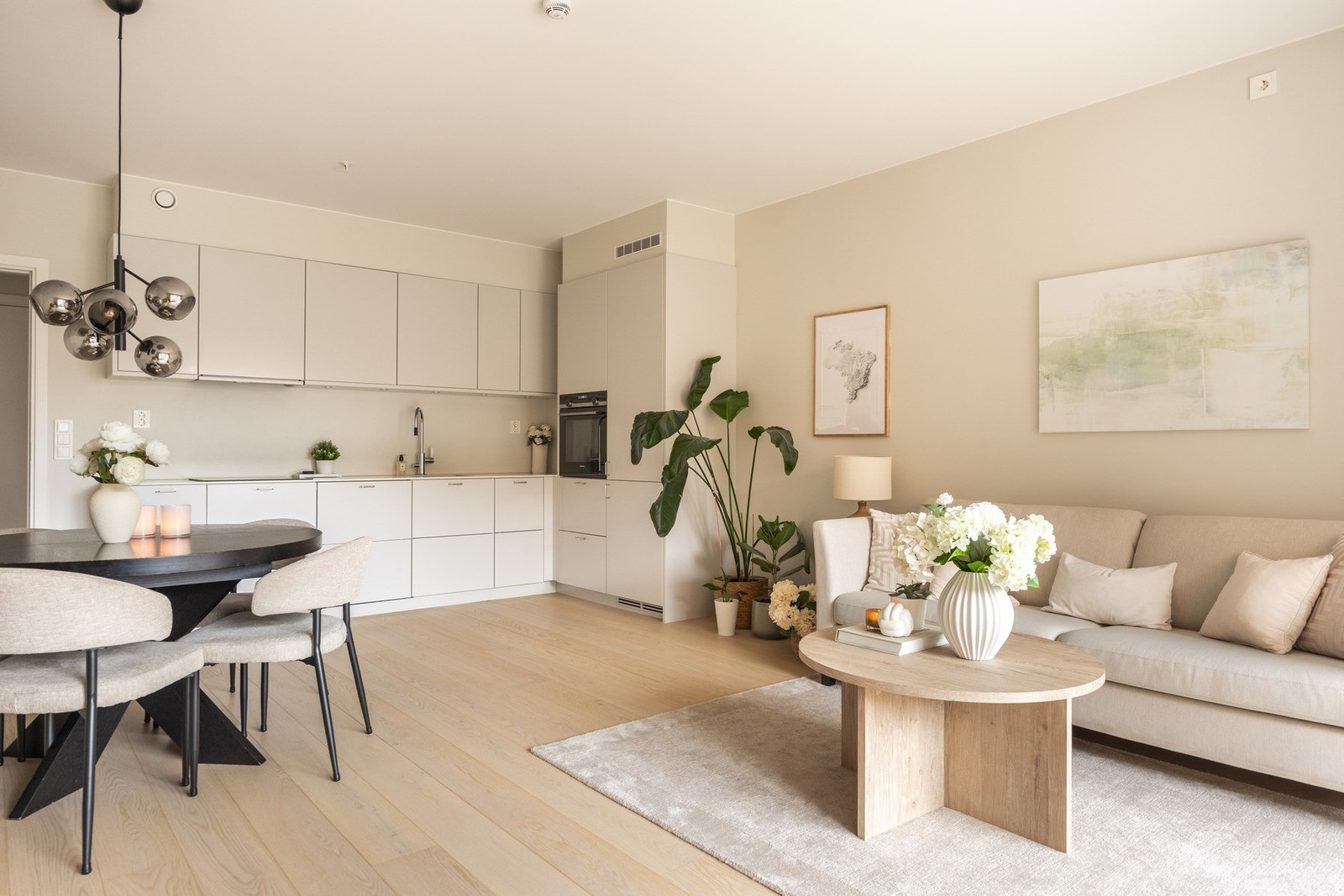 Av integrerte hvitevarer er det platetopp, stekeovn, oppvaskmaskin og kjøleskap med fryser. Galleribilde