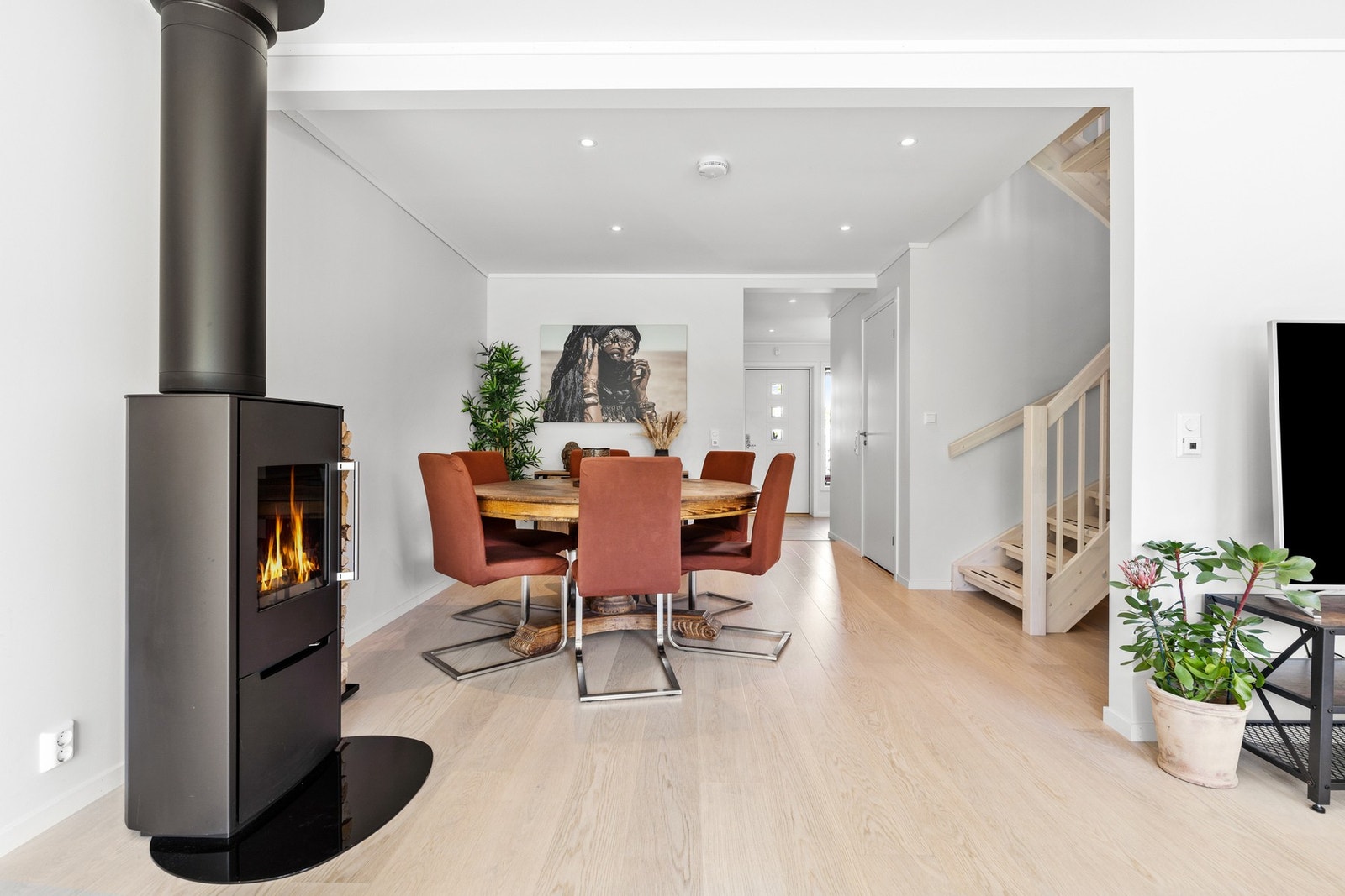 Moderne peisovn i stuen. Galleribilde