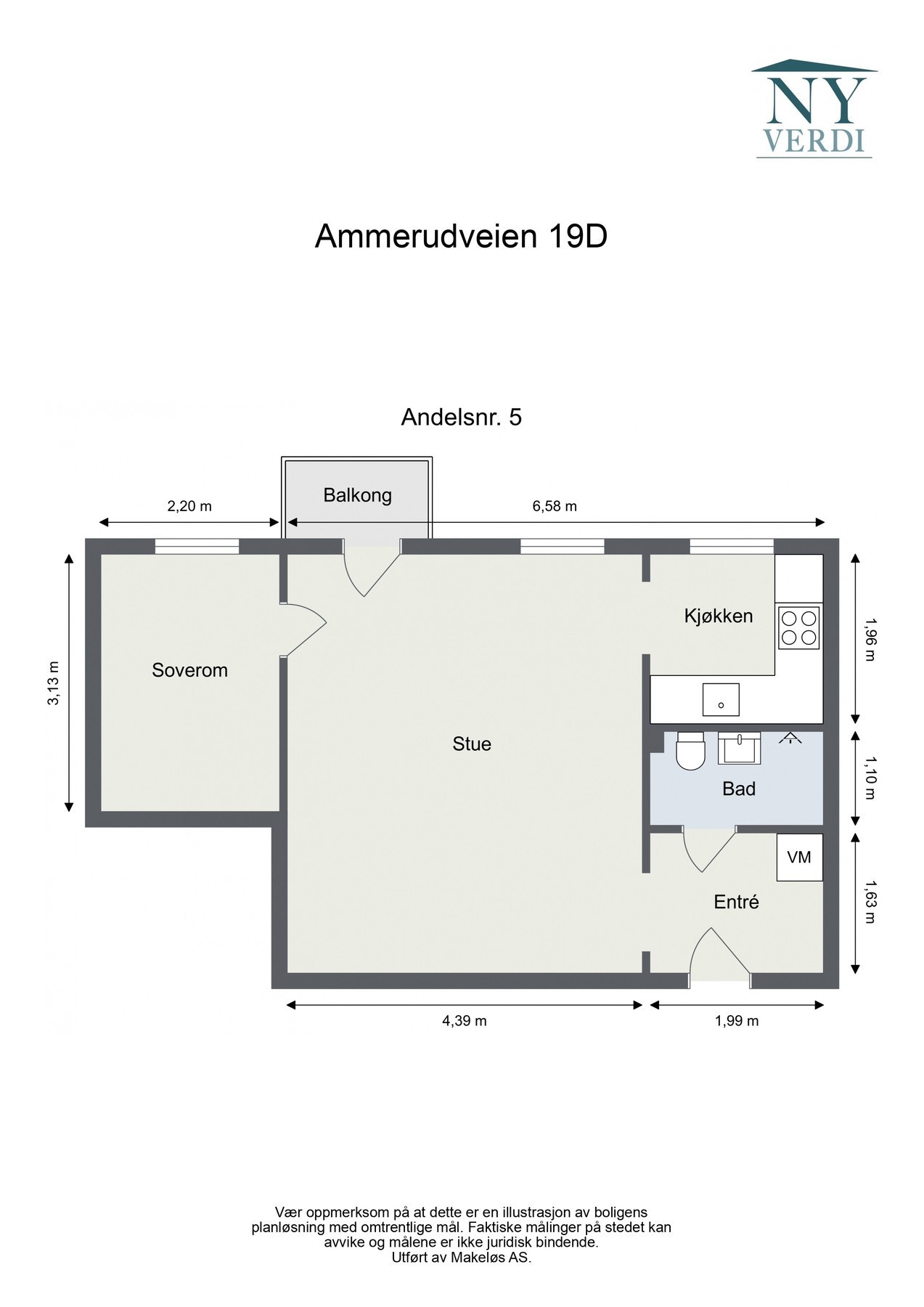 Plantegning. I tillegg disponerer leilighetene en kjellerbod på 4,5 kvm. Galleribilde