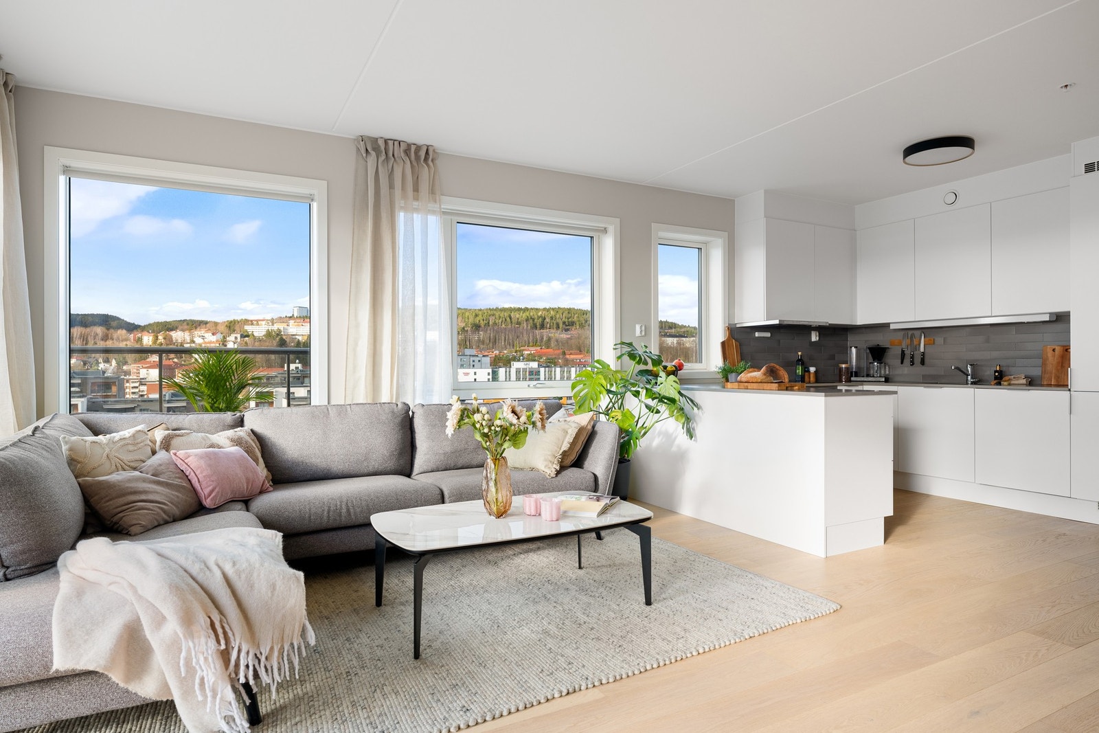 La oss bevege oss tilbake til stuen. På gulvet er det en lekker 1-stavs eikeparkett. Galleribilde