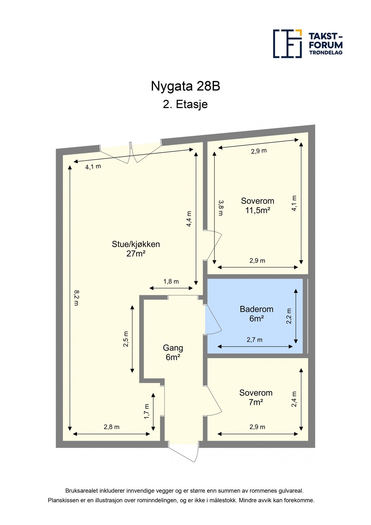 Planskisse 2.etg. med arealer. Galleribilde