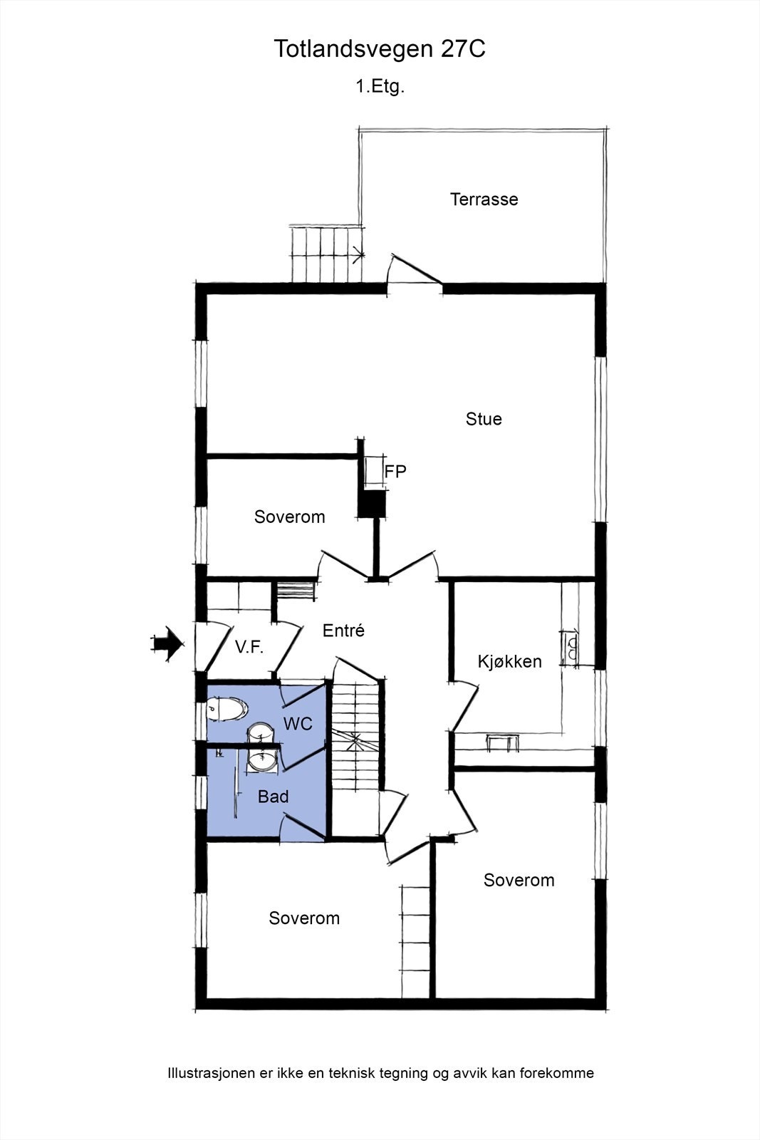 Plantegning av 1. etasje. Galleribilde