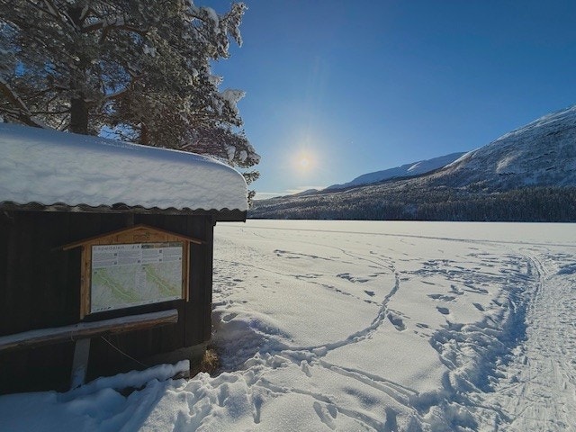 Fra hytta er det tilgang til et omfattende nett av langrennsløyper i skog og fjell. Galleribilde