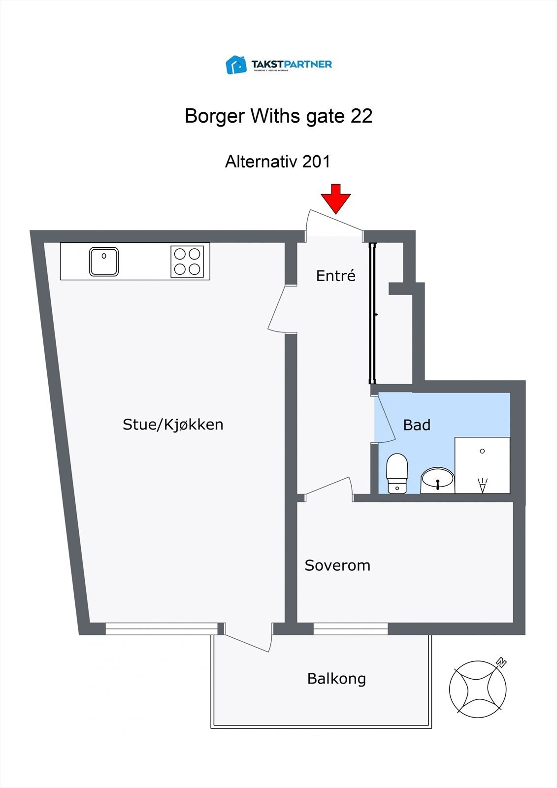 Alternativ planløsning hvor kjøkkenet er flyttet ut i stue og det er etablert et soverom. Dette kun ment som inspirasjon. Kjøper er selv ansvarlig for utføring og risiko forbundet med eventuell omgjøring. Her har man koblet seg på rørene til naboleilighet Galleribilde