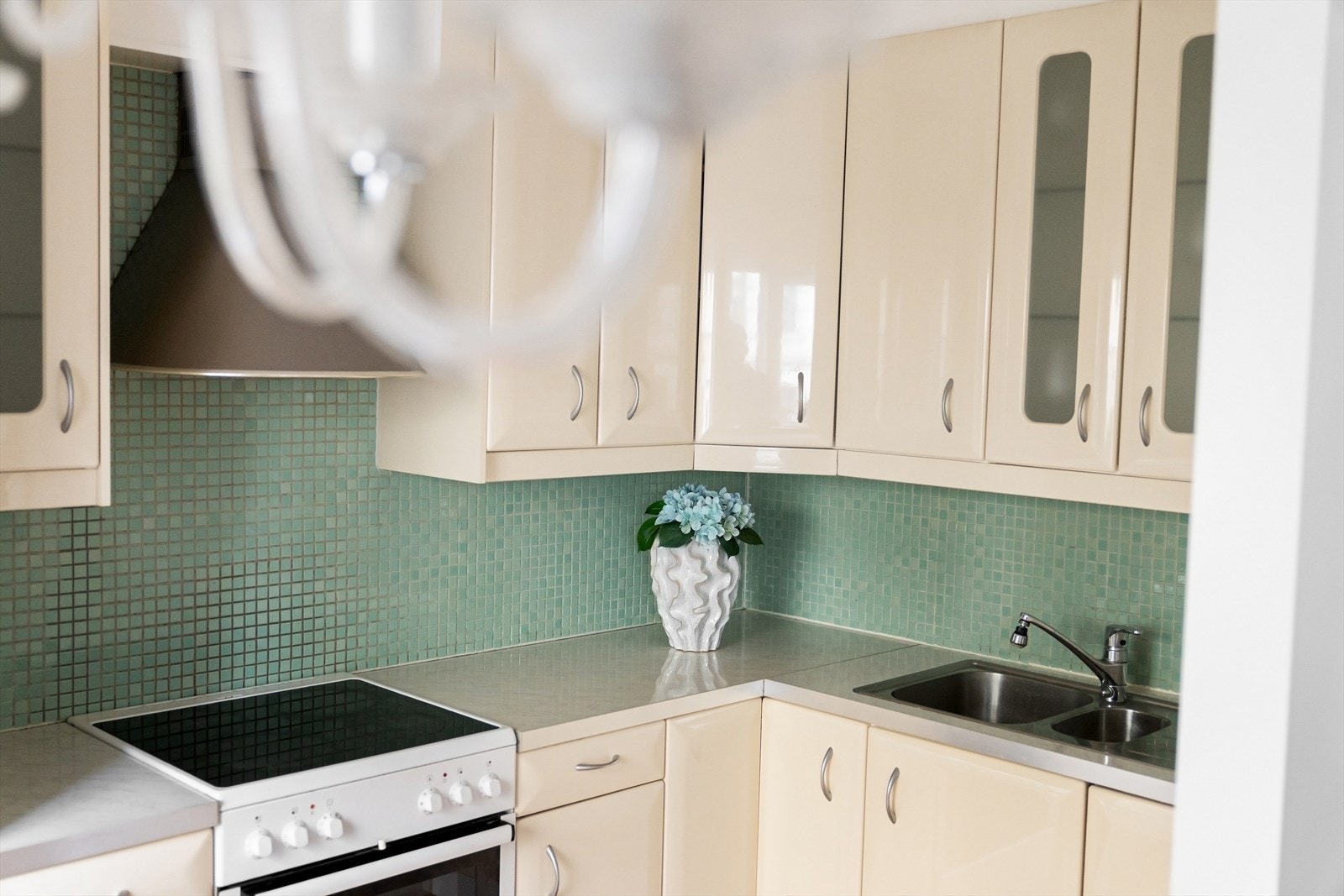 Integrert kjøl/frys og oppvaskmaskin, samt ventilator med avtrekk ut Galleribilde