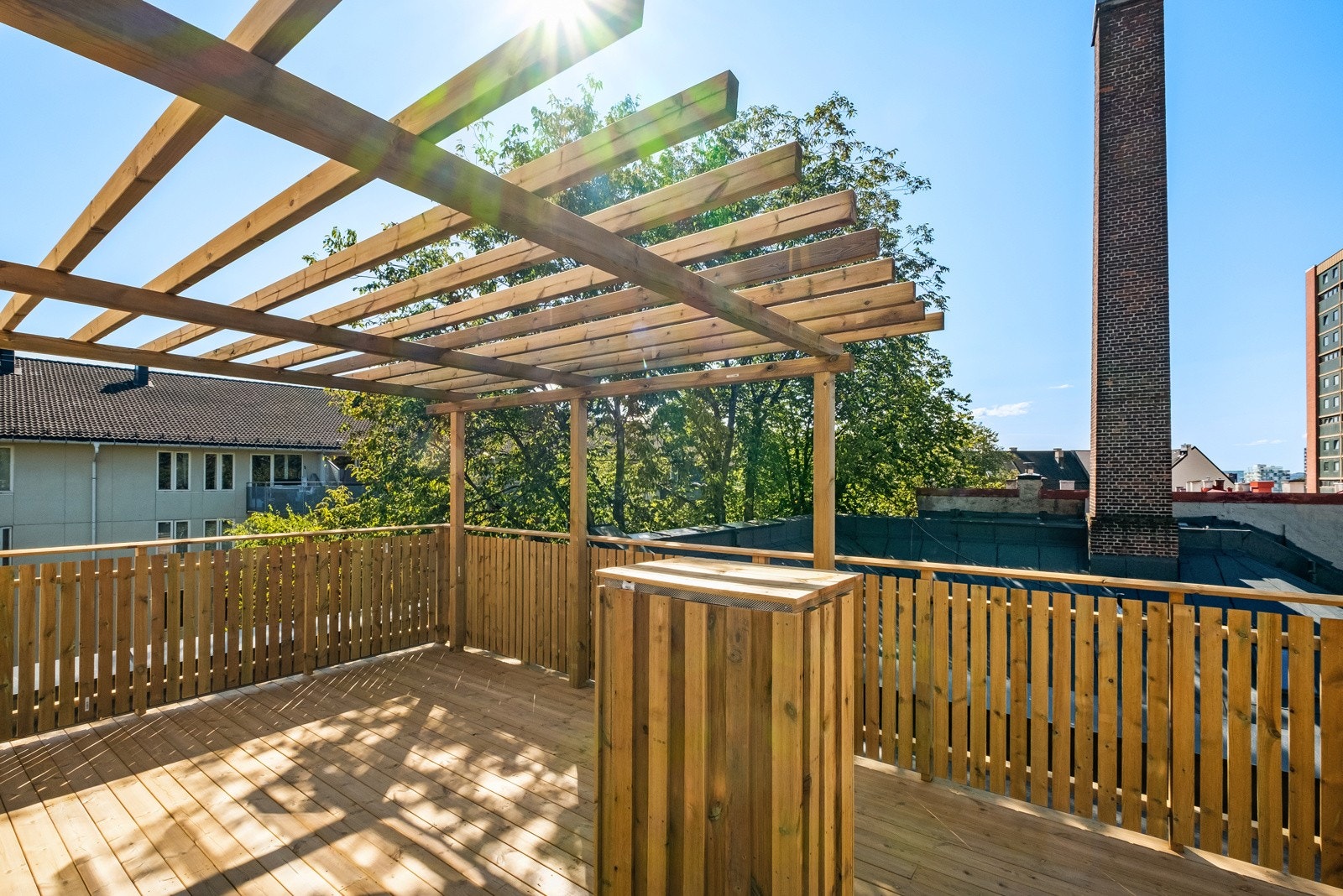 Takterrasse på toppen av bygg C som alle beboerene i prosjektet har tilgang til. Galleribilde