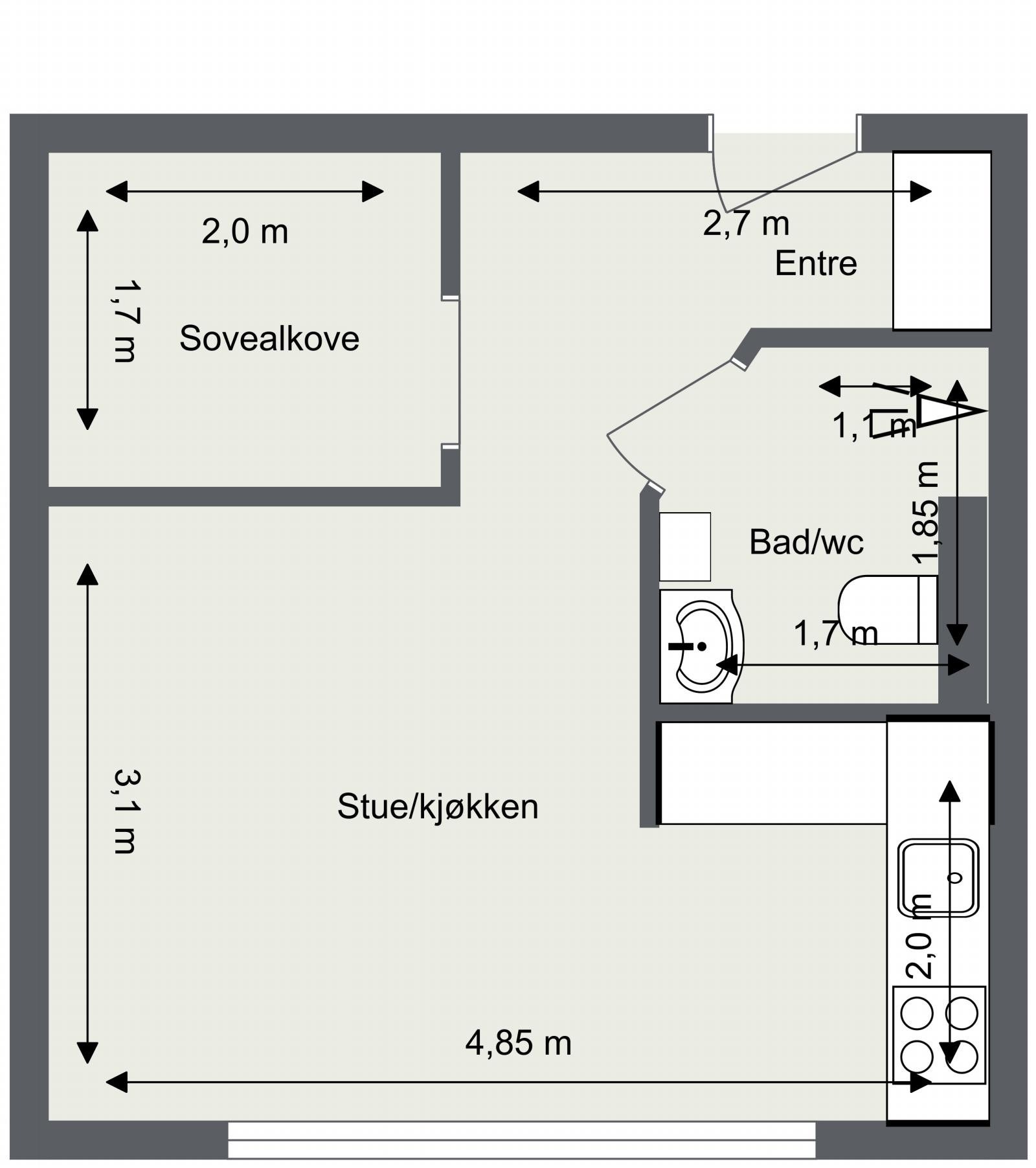 God planløsning med sovealkove Galleribilde
