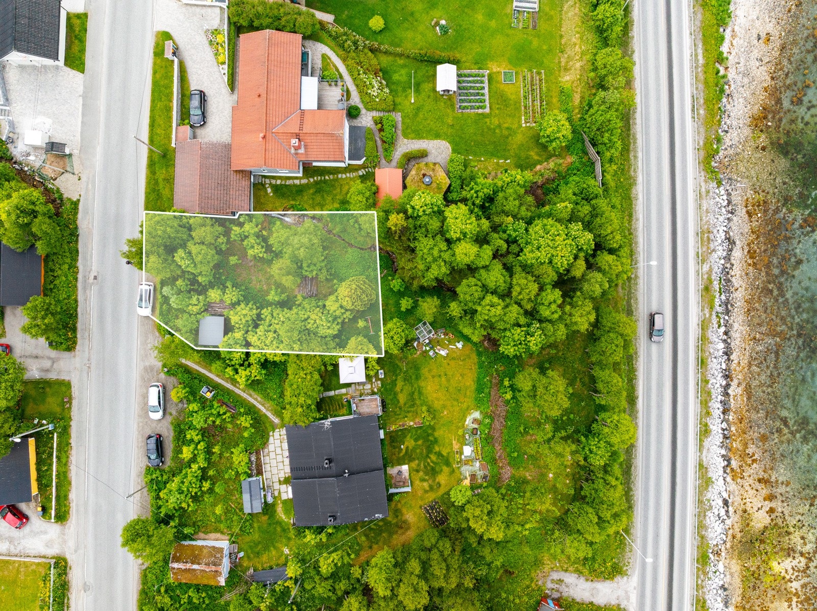 Dronefoto tomt. Galleribilde