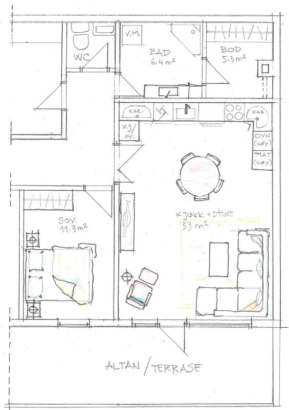 Forslag til etablering av ekstra soverom. Galleribilde