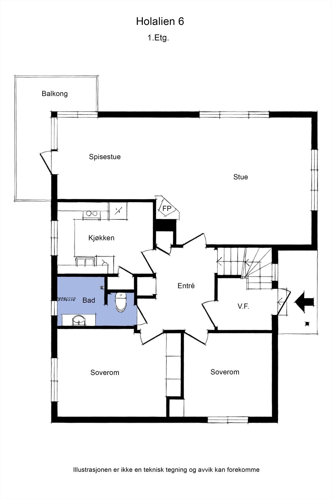 Plantegning 1.etg Galleribilde