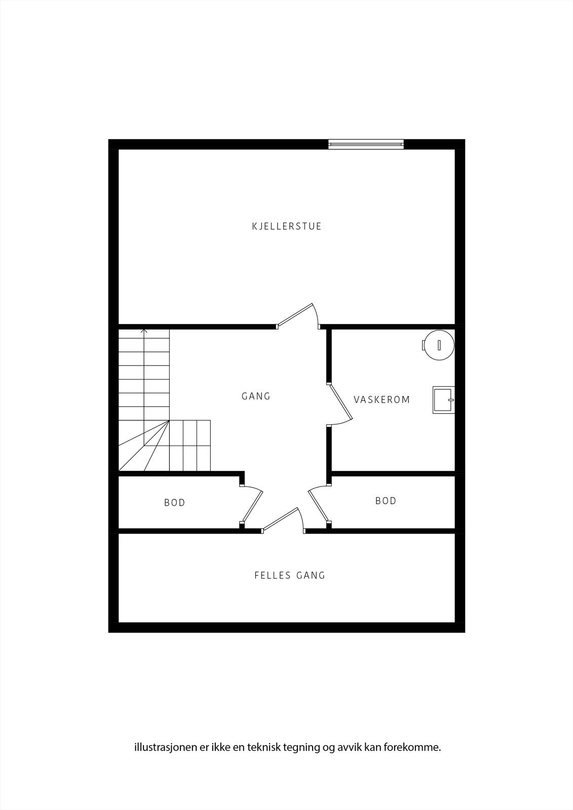Plantegning kjeller (kjellerstue er ikke byggesøkt for varig opphold til Stavanger kommune) Galleribilde