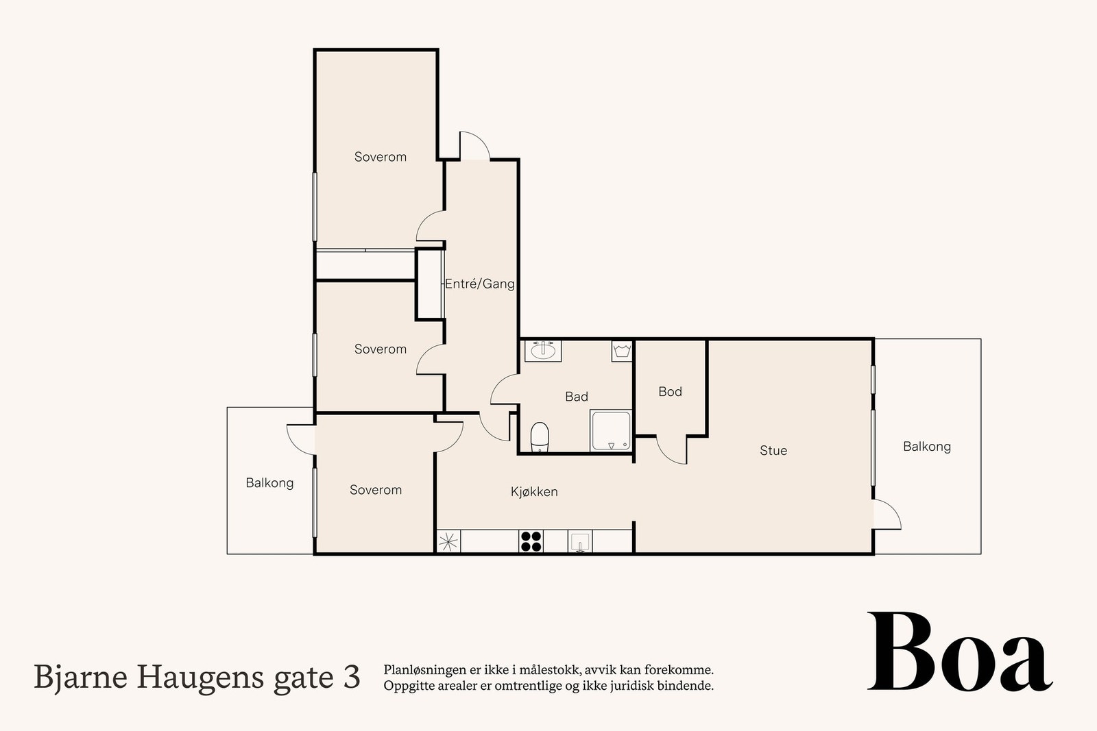 5. etasje: Entré, bad/vaskerom, stue/kjøkken, tre soverom og bod/teknisk rom. Annet: Parkeringsplass m elbil-lader samt bod på ca 5 kvm. Galleribilde