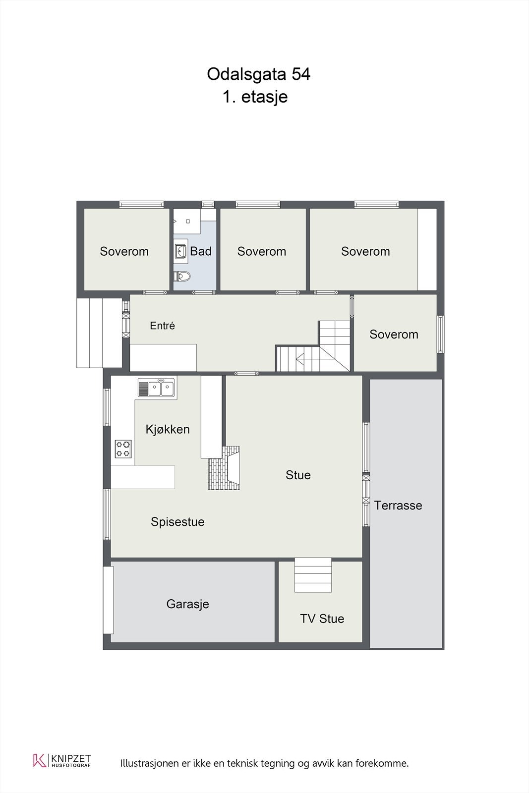 Plantegning hovedetasje. Galleribilde