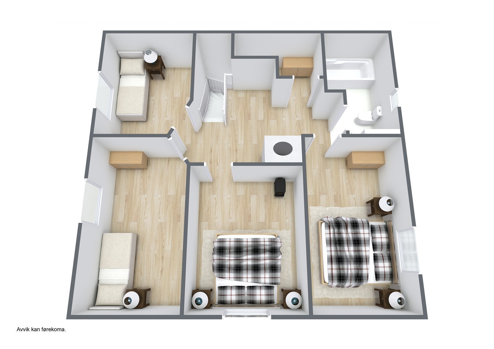 Planteikning 3D - 2. etasje. Galleribilde