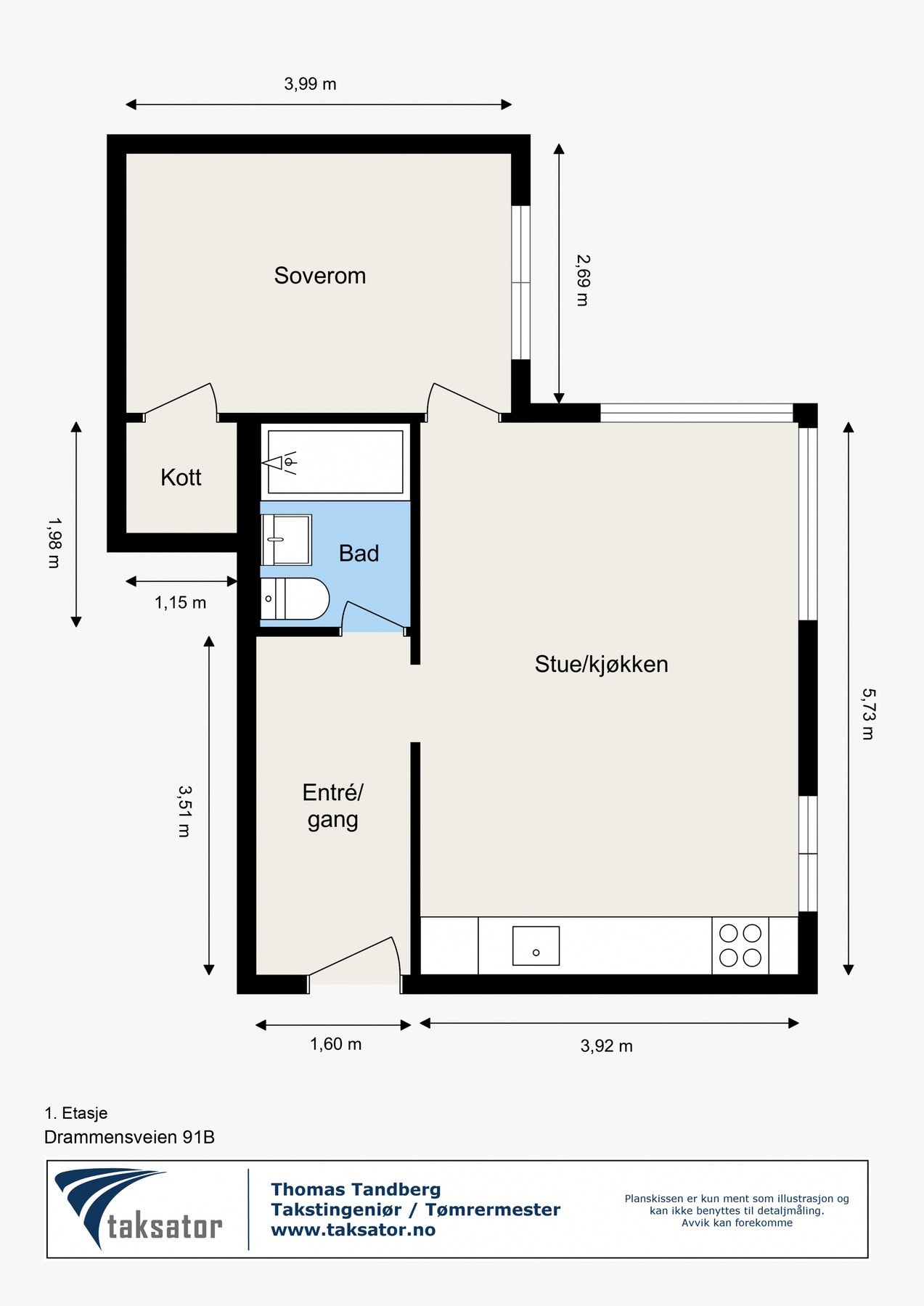 Plantegning. I tillegg disp. leiligheten en bod i nabo-oppgangen. Galleribilde