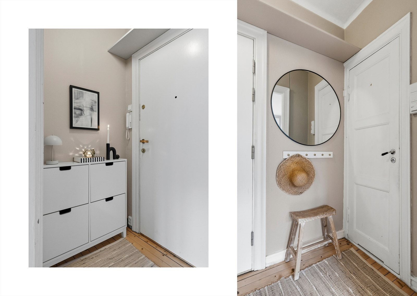 Velkommen inn i en lys og innbydende entré som gir et godt førsteinntrykk av boligen. Entréen har plass til oppbevaring av yttertøy og sko. Galleribilde