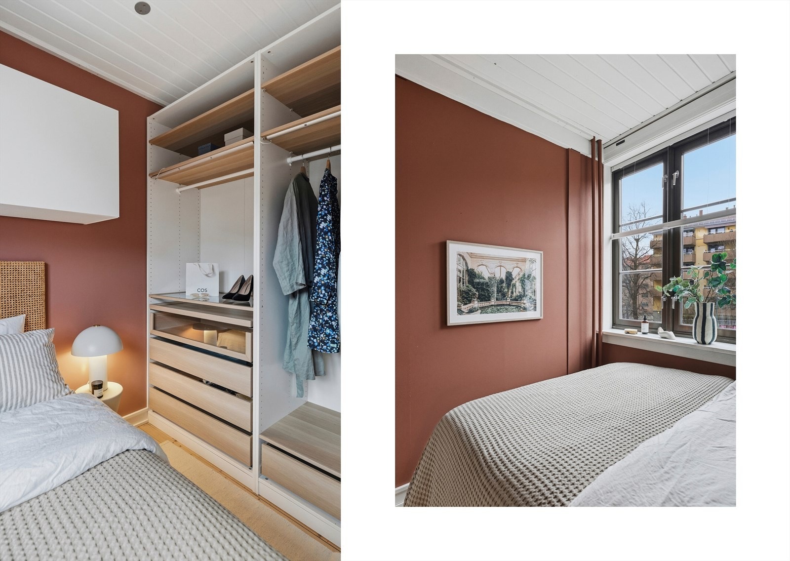 Rommet har garderobeløsning som gir gode oppbevaringsmuligheter. Galleribilde