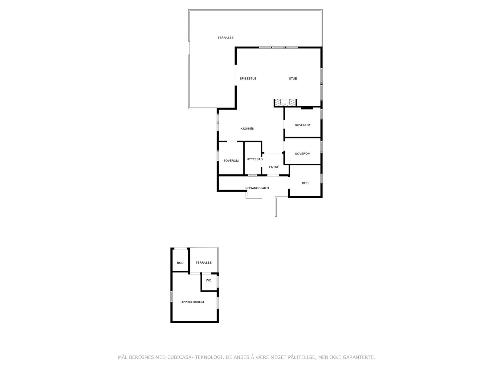 Plantegning hytte og anneks Galleribilde