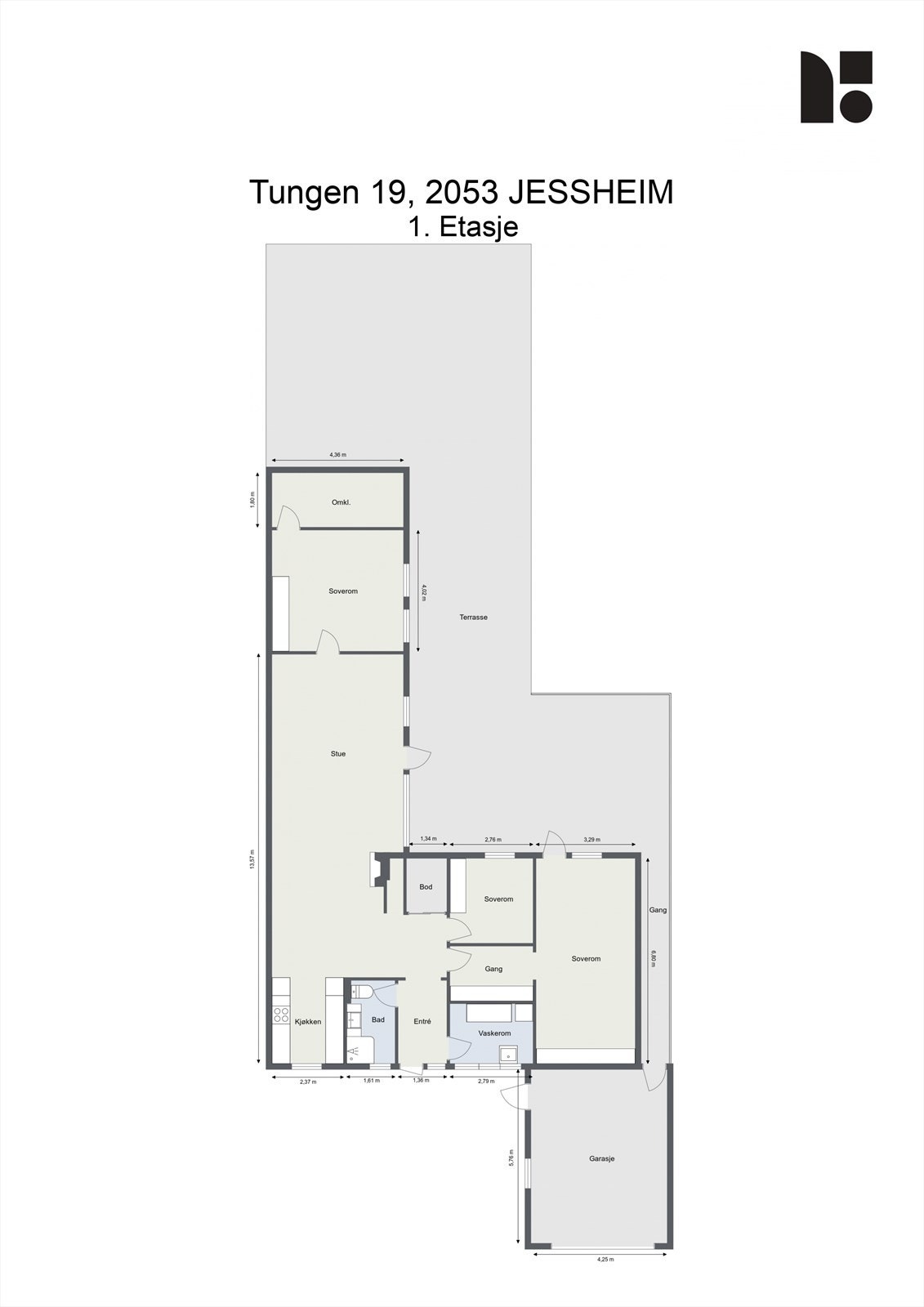 Boligen har alt på ett plan, og har en familievennlig planløsning. Galleribilde