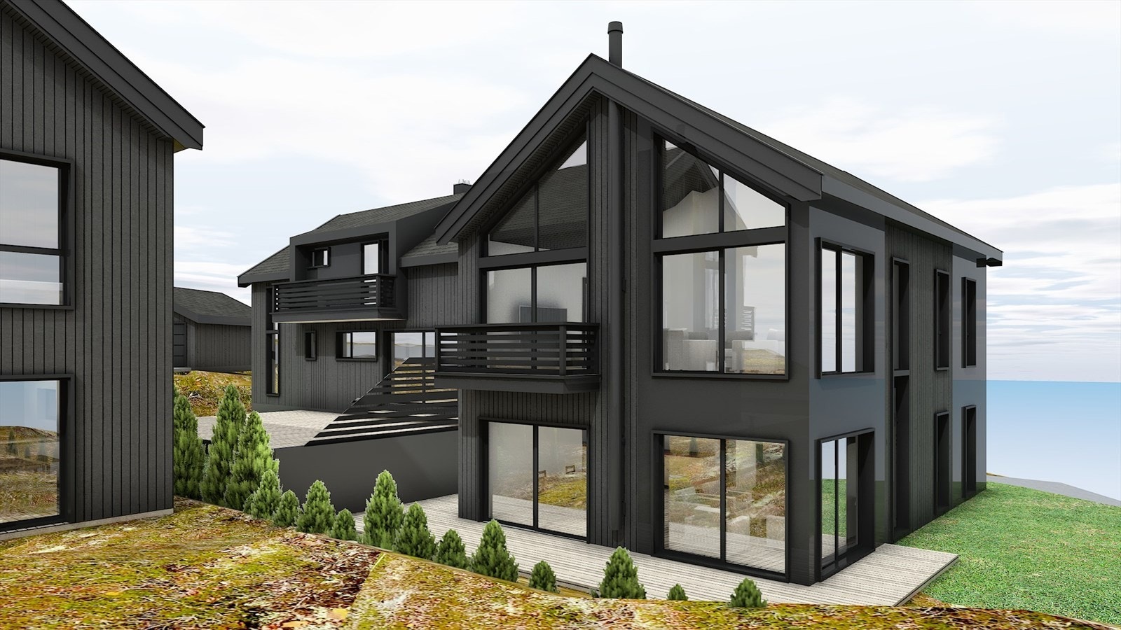 Det mest unike med eiendommen er den foreliggende rammetillatelsen for ombygging til tomannsbolig. Her illustrert bilde av hvordan den nye tomannsboligen kan se ut. Galleribilde