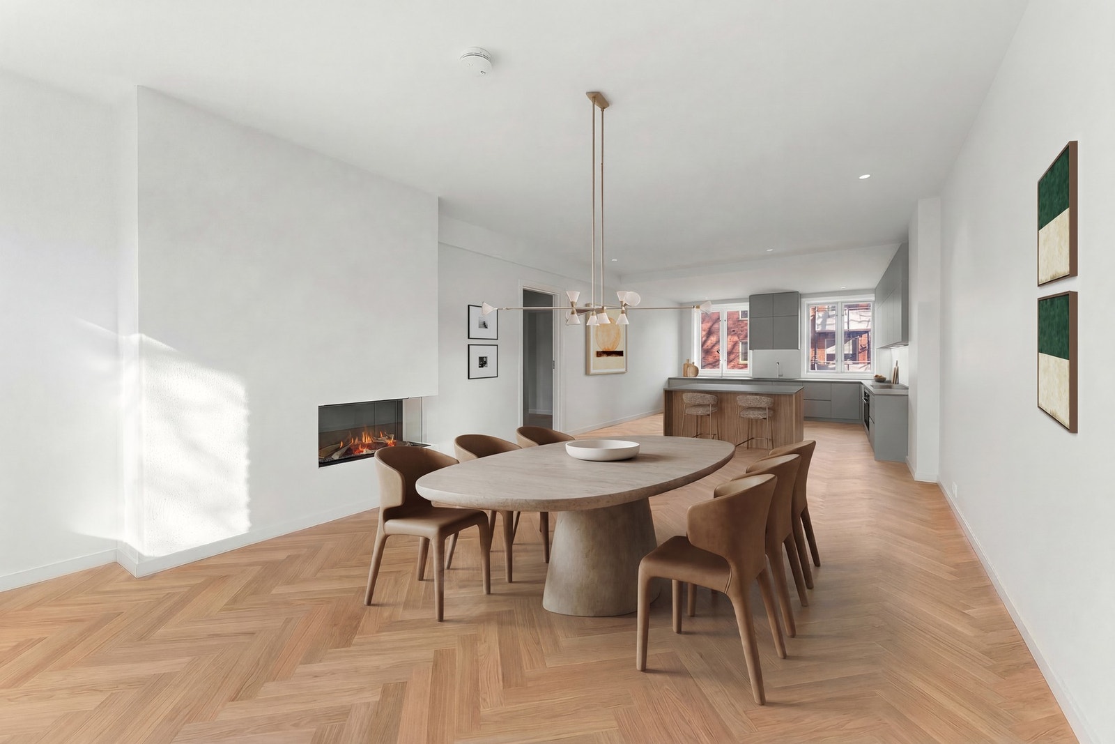 Digital illustrasjon av en mulig utførelse av leiligheten renovert Galleribilde