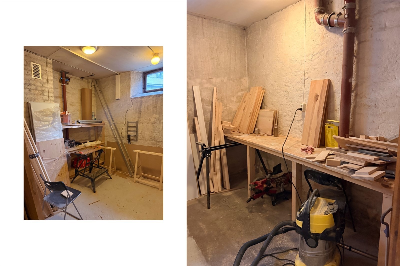 Selgers eget bilde av snekkerboden i borettslaget. Galleribilde