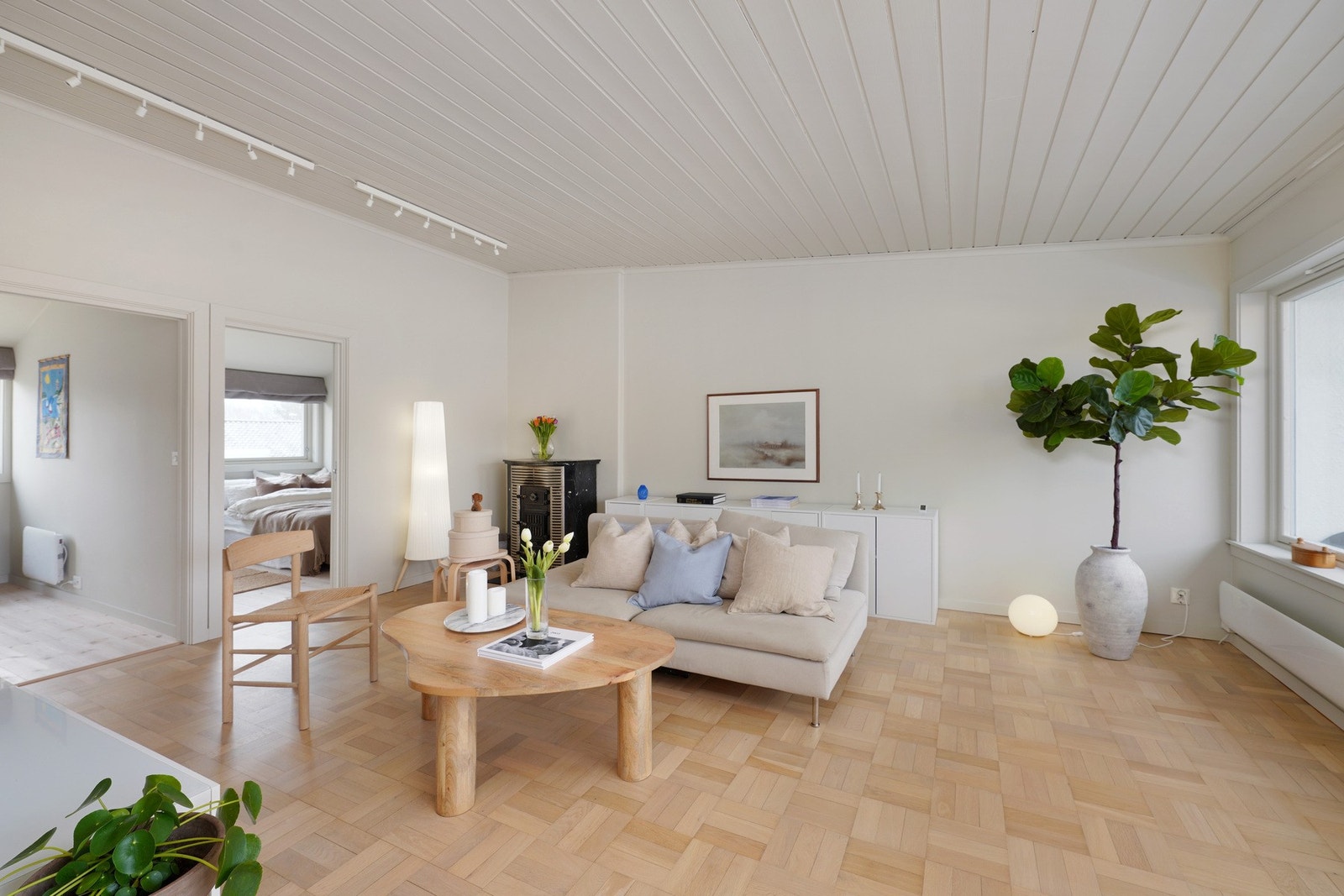 Koselig vedovn i stue som sørger for både varme og kos om vinteren. Galleribilde