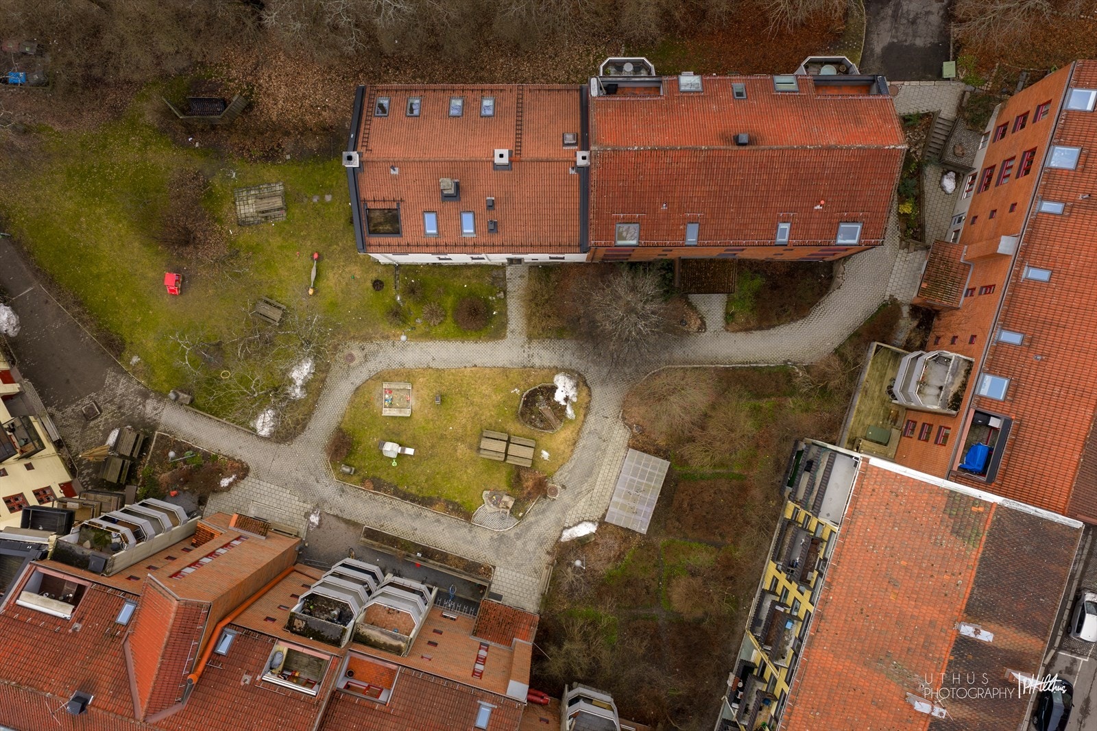 Dronebilde over borettslaget Galleribilde