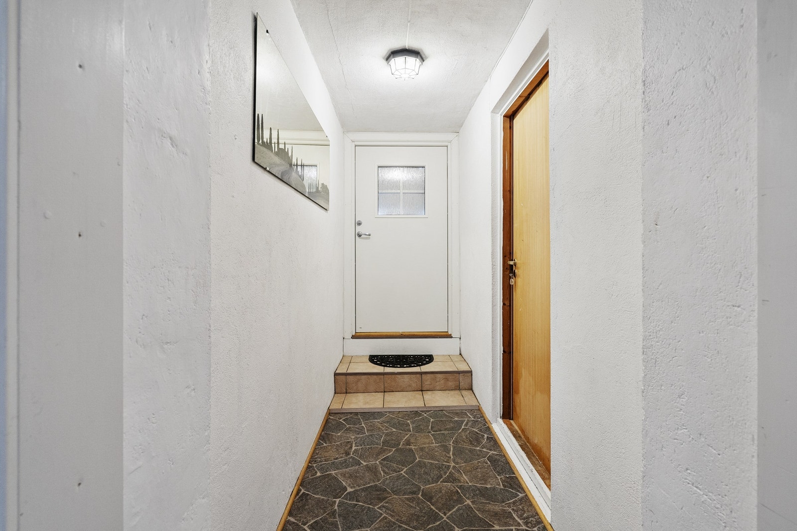 Kjellerinngang med gulvvarme og utgang til vedbod Galleribilde