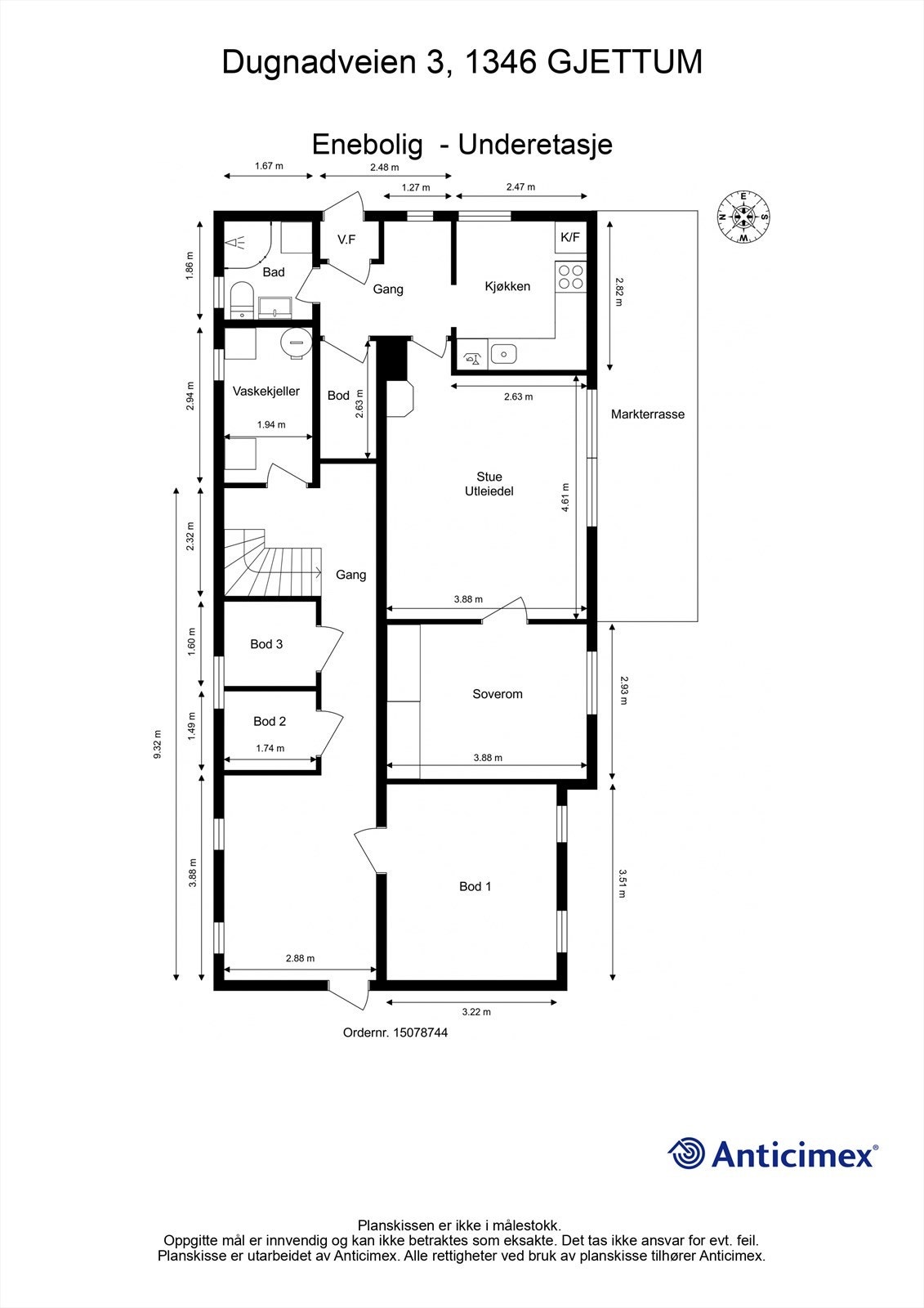 Plantegning- Underetasje Galleribilde