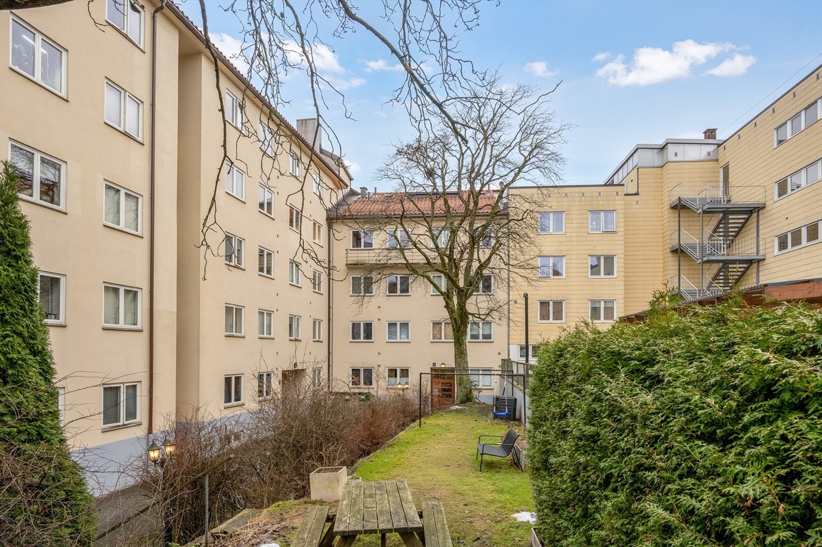 Boligselskapet har en hyggelig, opparbeidet bakgård med sitteplasser og grøntarealer. Galleribilde