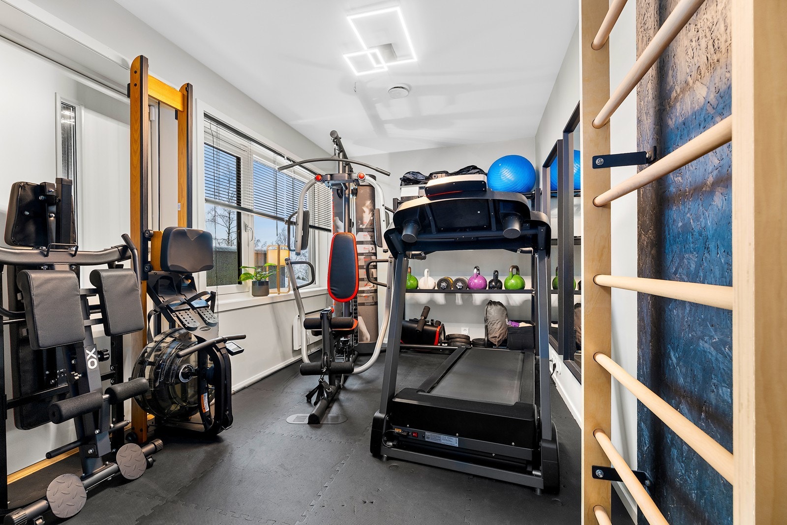 Innredet trimrom i underetasjen. Galleribilde