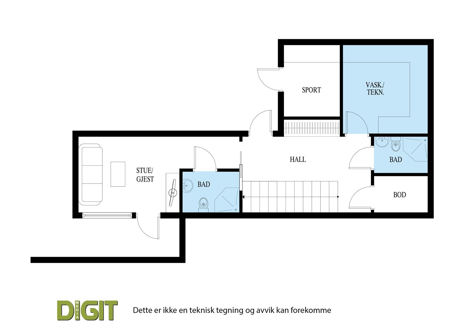 Plantegning underetasje. Galleribilde