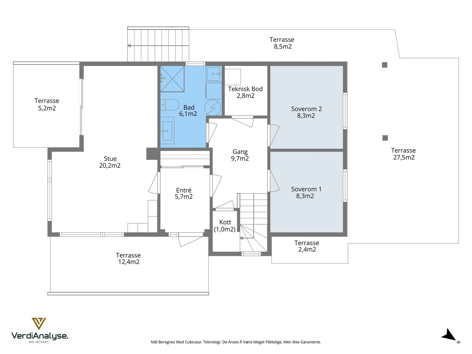 Planskisse med areal for 1. etasje. Galleribilde