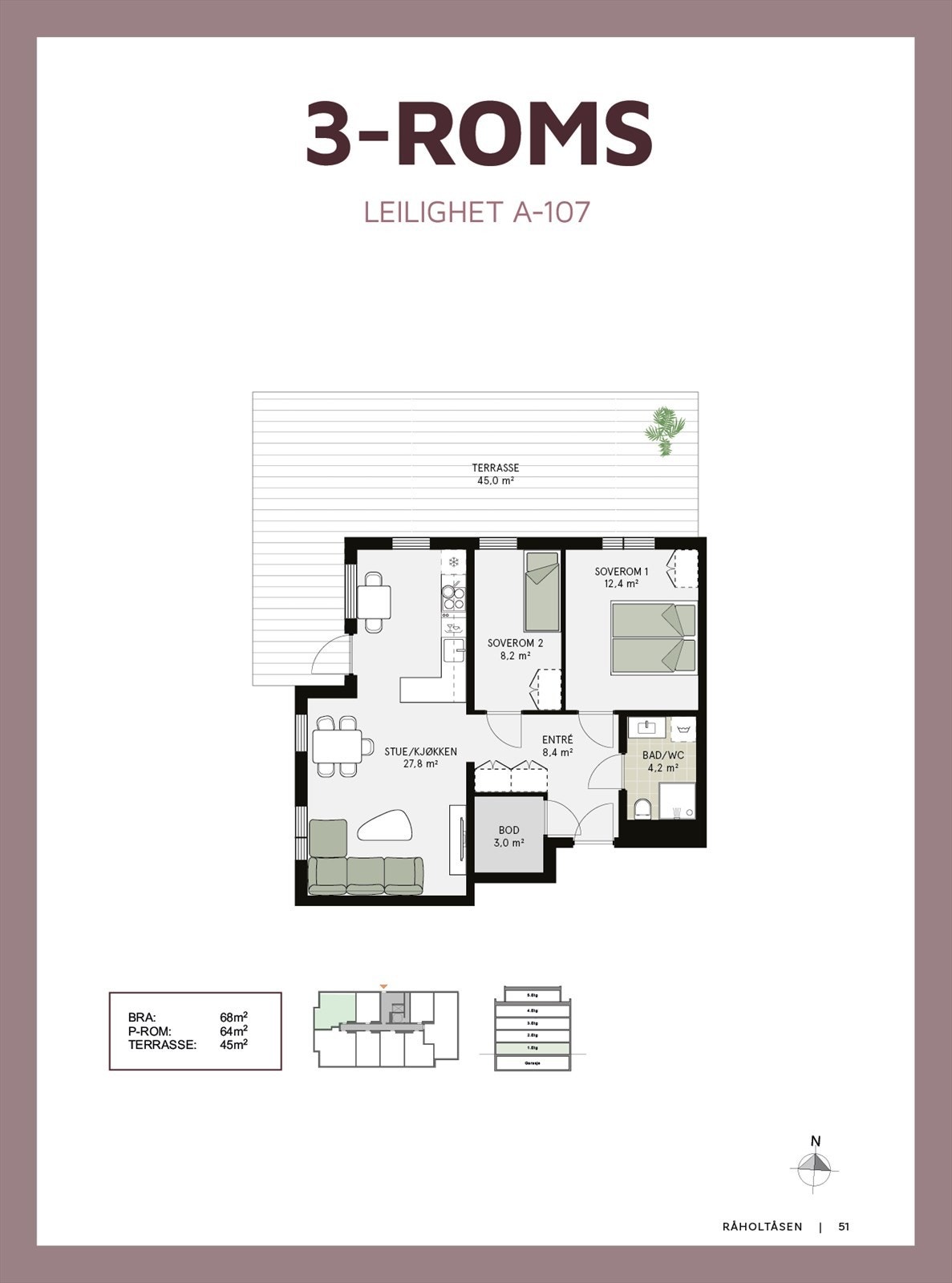 Plantegning av leilighet A107. Galleribilde